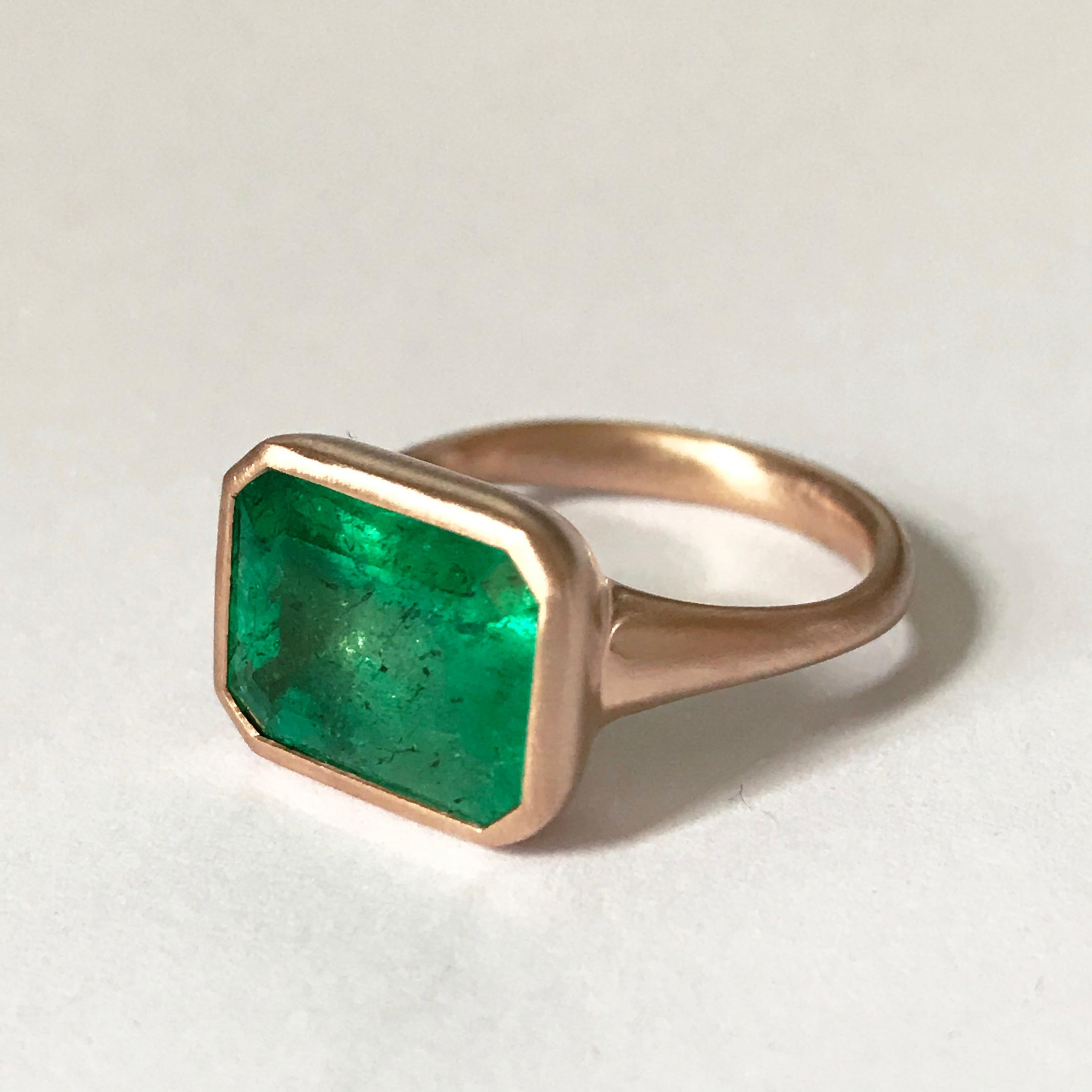 Dalben Design 5.25 Carat Emerald Rose Gold Ring In New Condition In Como, IT