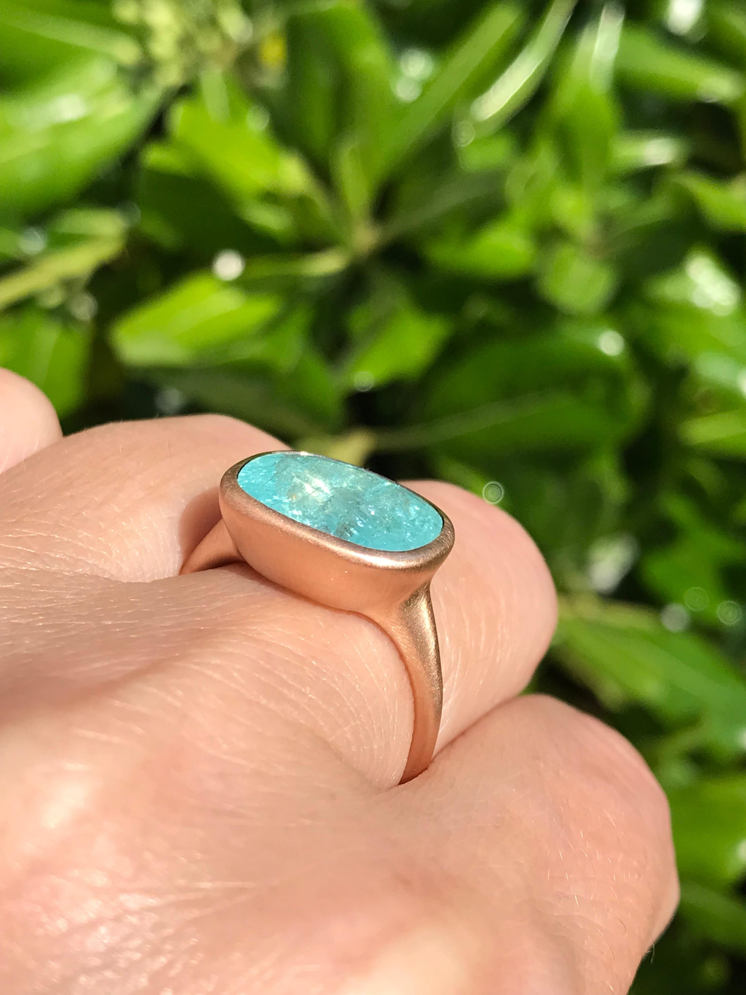 Dalben Design Anello in oro rosa con tormalina Paraiba certificata da 6.88 carati in vendita 11