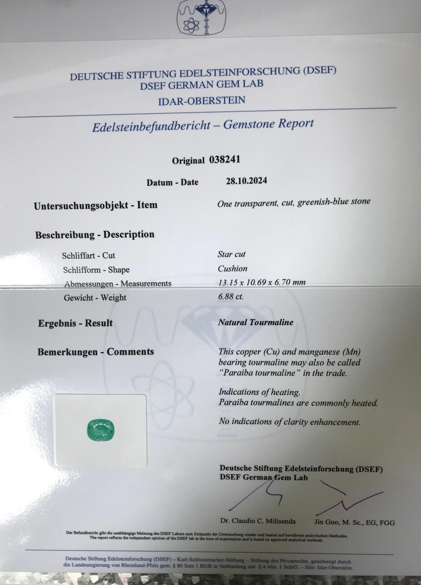 Dalben Design Anello in oro rosa con tormalina Paraiba certificata da 6.88 carati in vendita 13