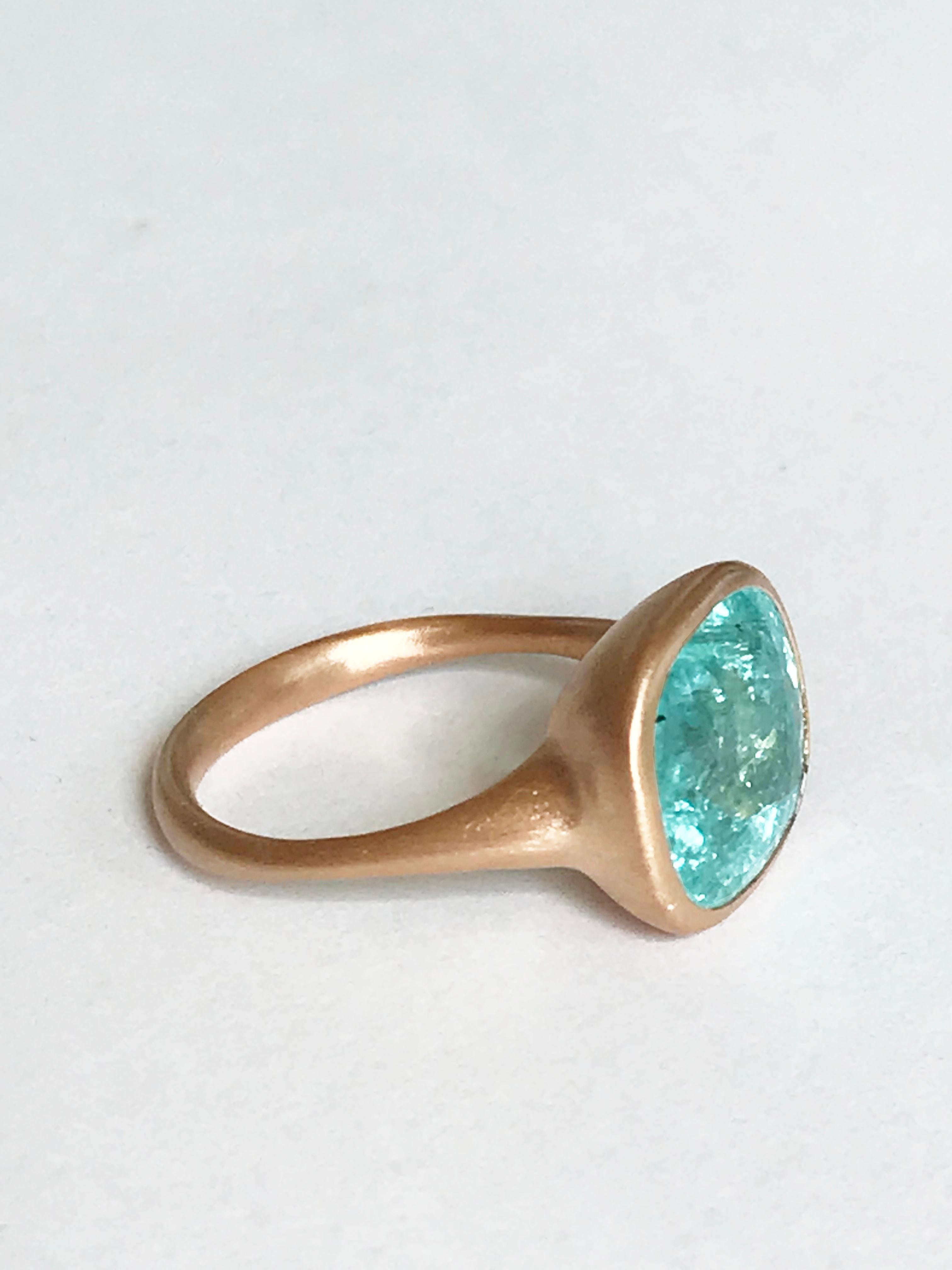 Contemporaneo Dalben Design Anello in oro rosa con tormalina Paraiba certificata da 6.88 carati in vendita
