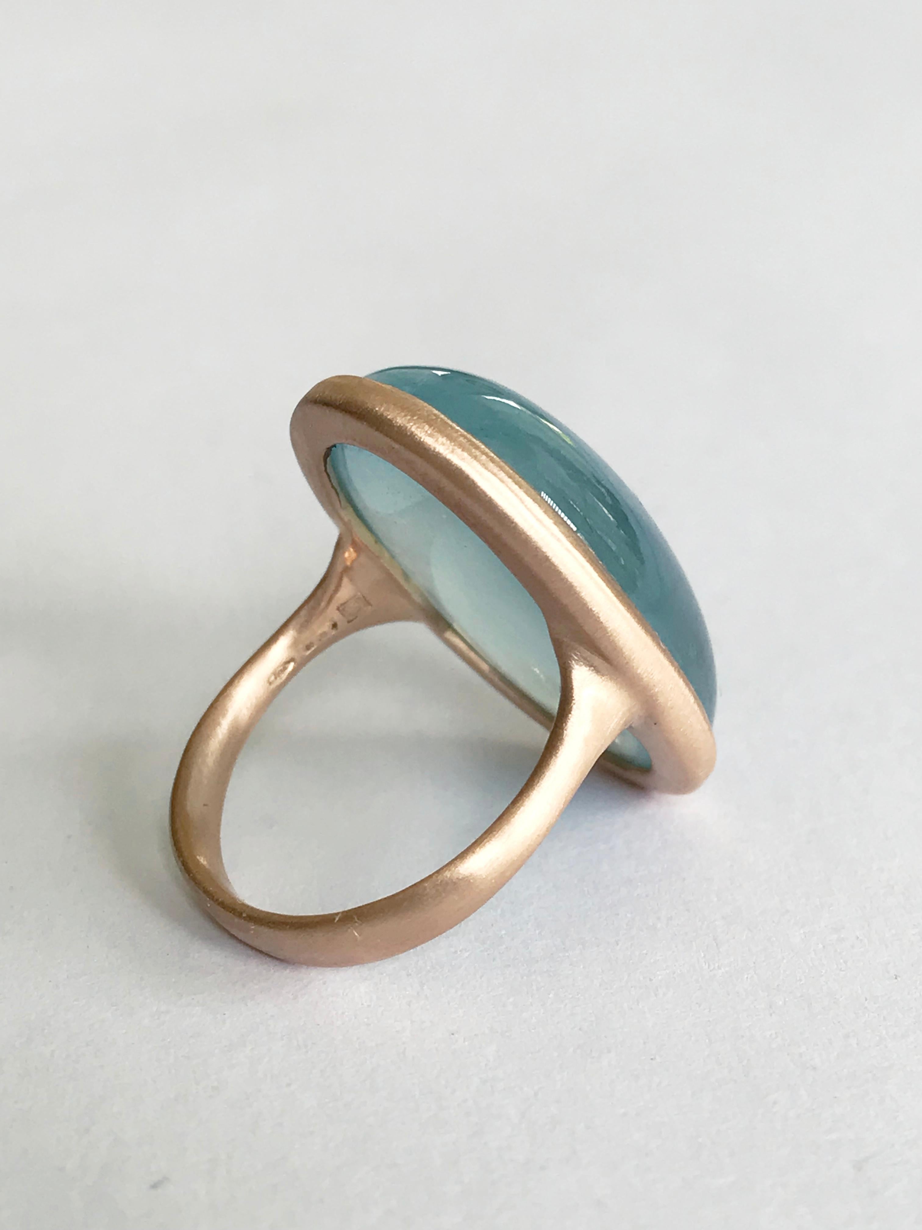 Dalben Design Aquamarine Oval Cabochon Rose Gold Ring For Sale 3