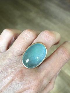 Dalben Design Aquamarine Oval Cabochon Rose Gold Ring