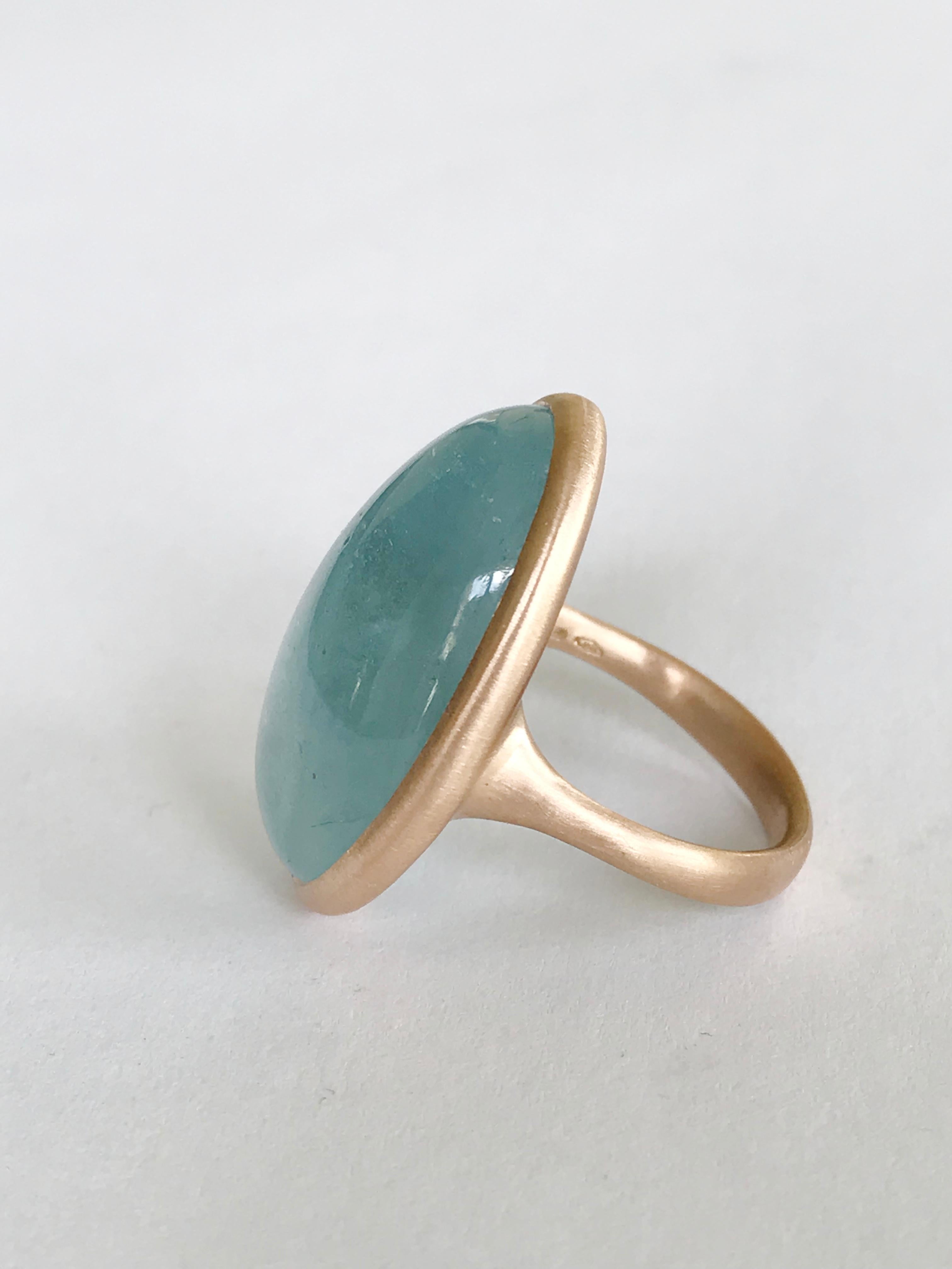 Women's Dalben Design Aquamarine Oval Cabochon Rose Gold Ring For Sale