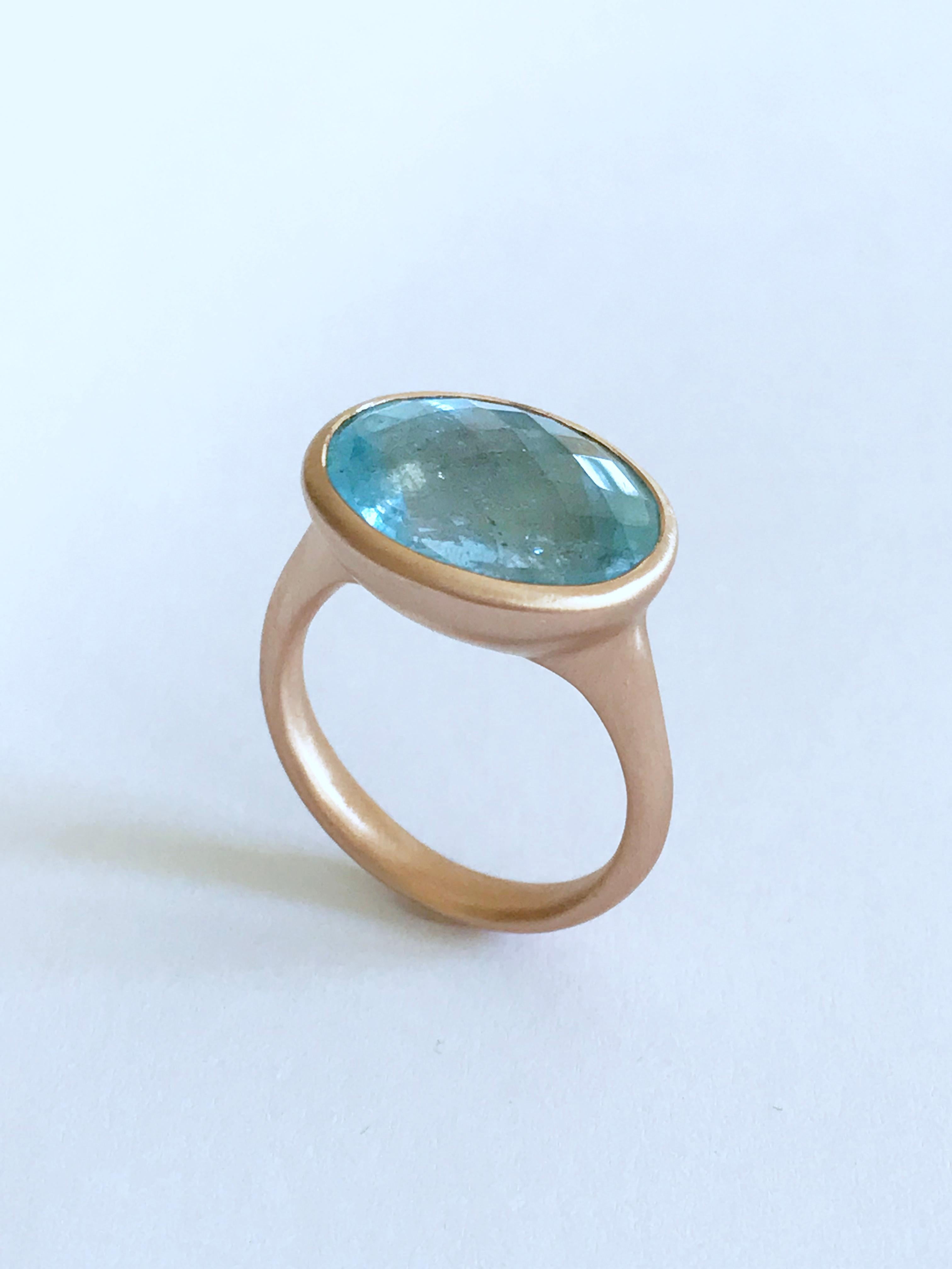 Dalben Design Aquamarine Rose Gold Ring For Sale 1