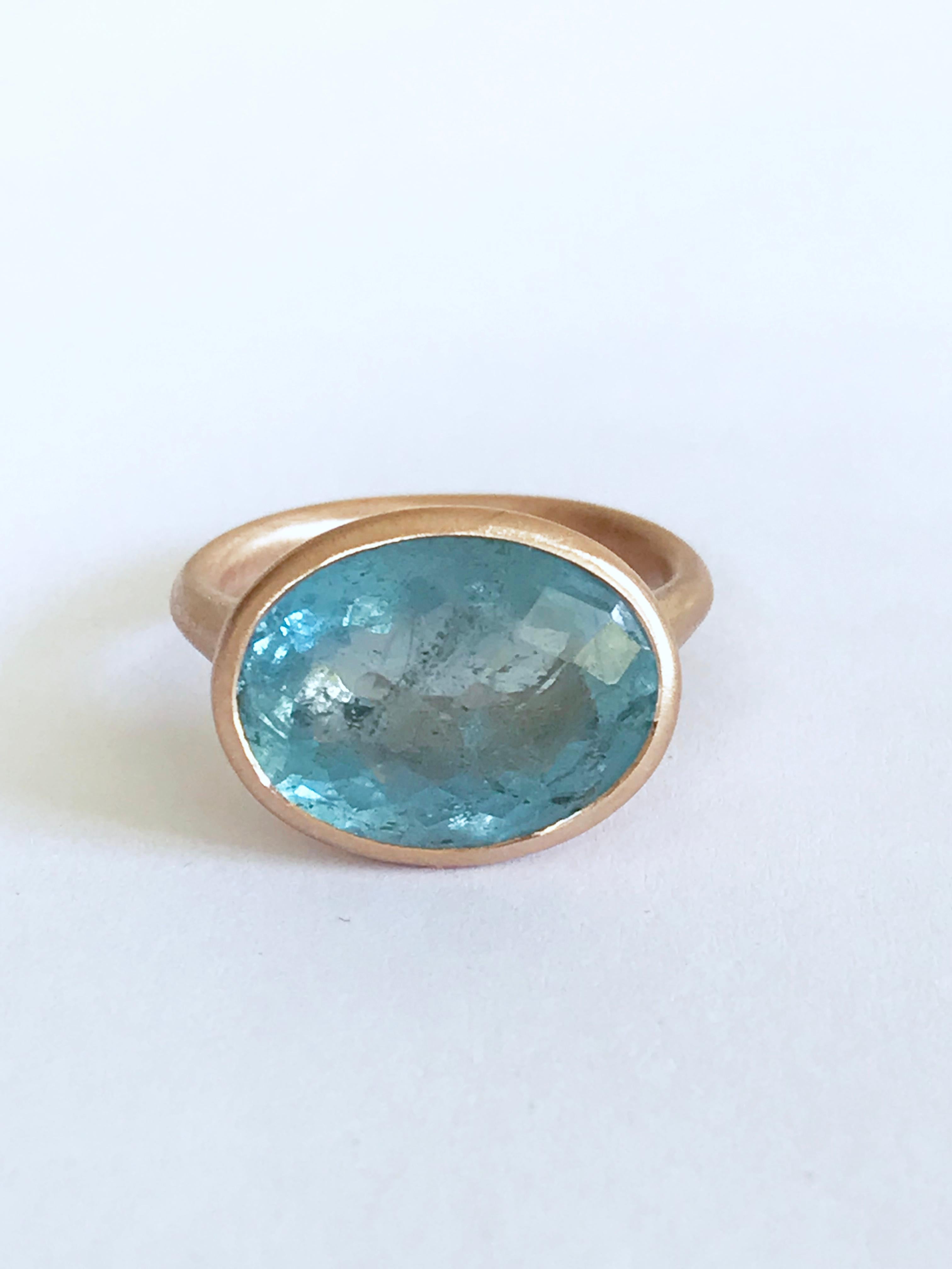 Dalben Design Aquamarine Rose Gold Ring For Sale 2