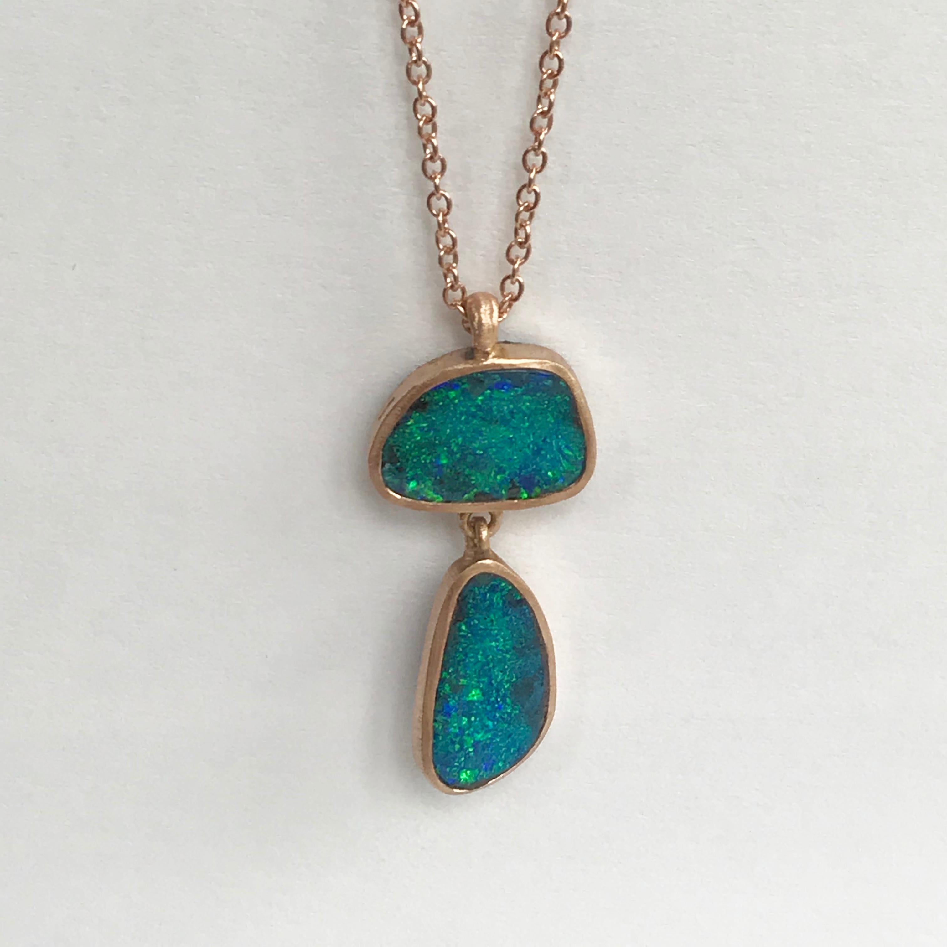 Dalben Design Australian Boulder Opal and Rose Gold Necklace 7