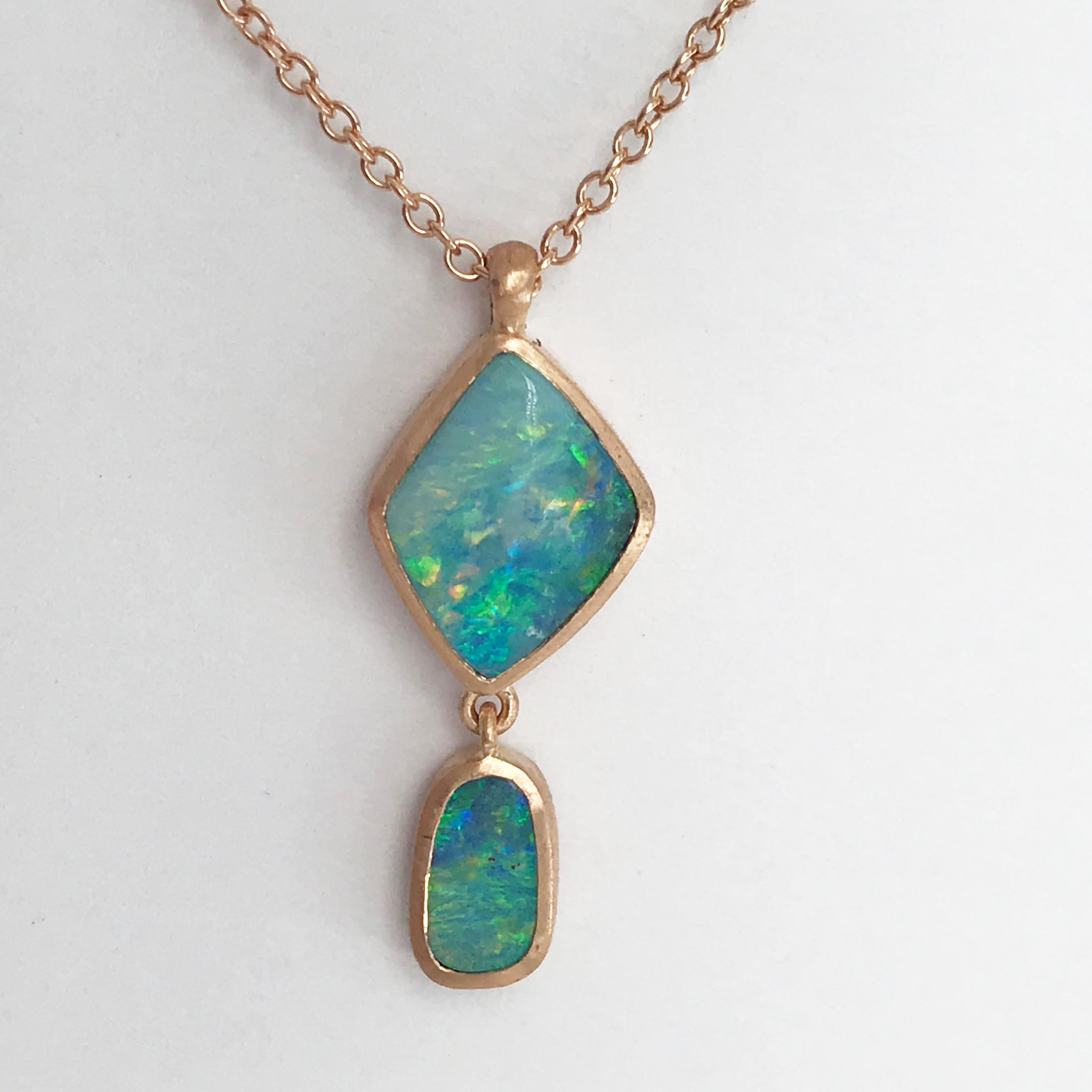 Dalben Design Australian Boulder Opal and Rose Gold Necklace For Sale 2
