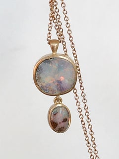 Collier en or rose et opale de roche d'Australie au design Dalben