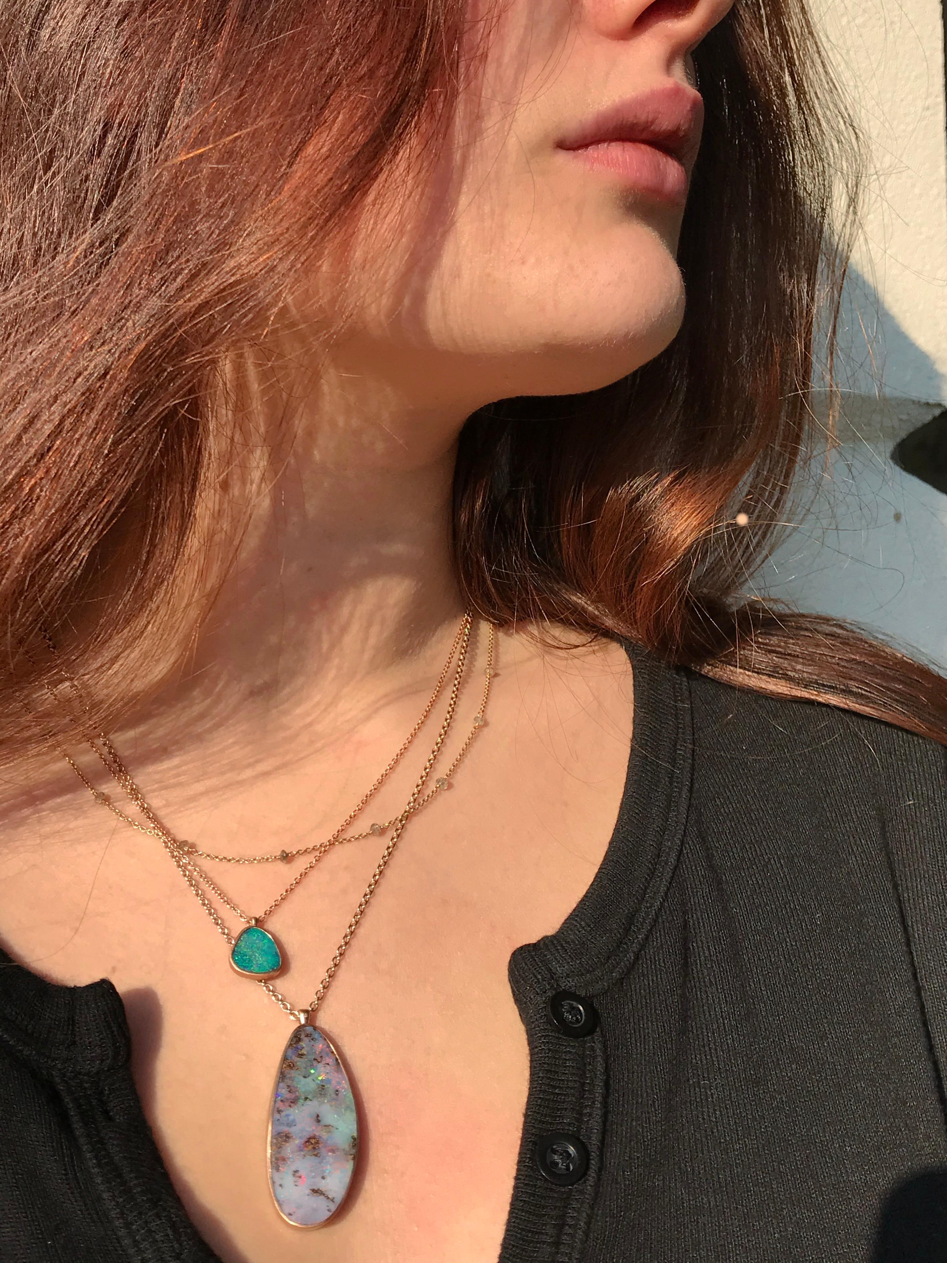 Contemporary Dalben Design Australian Boulder Opal and Rose Gold Necklace For Sale