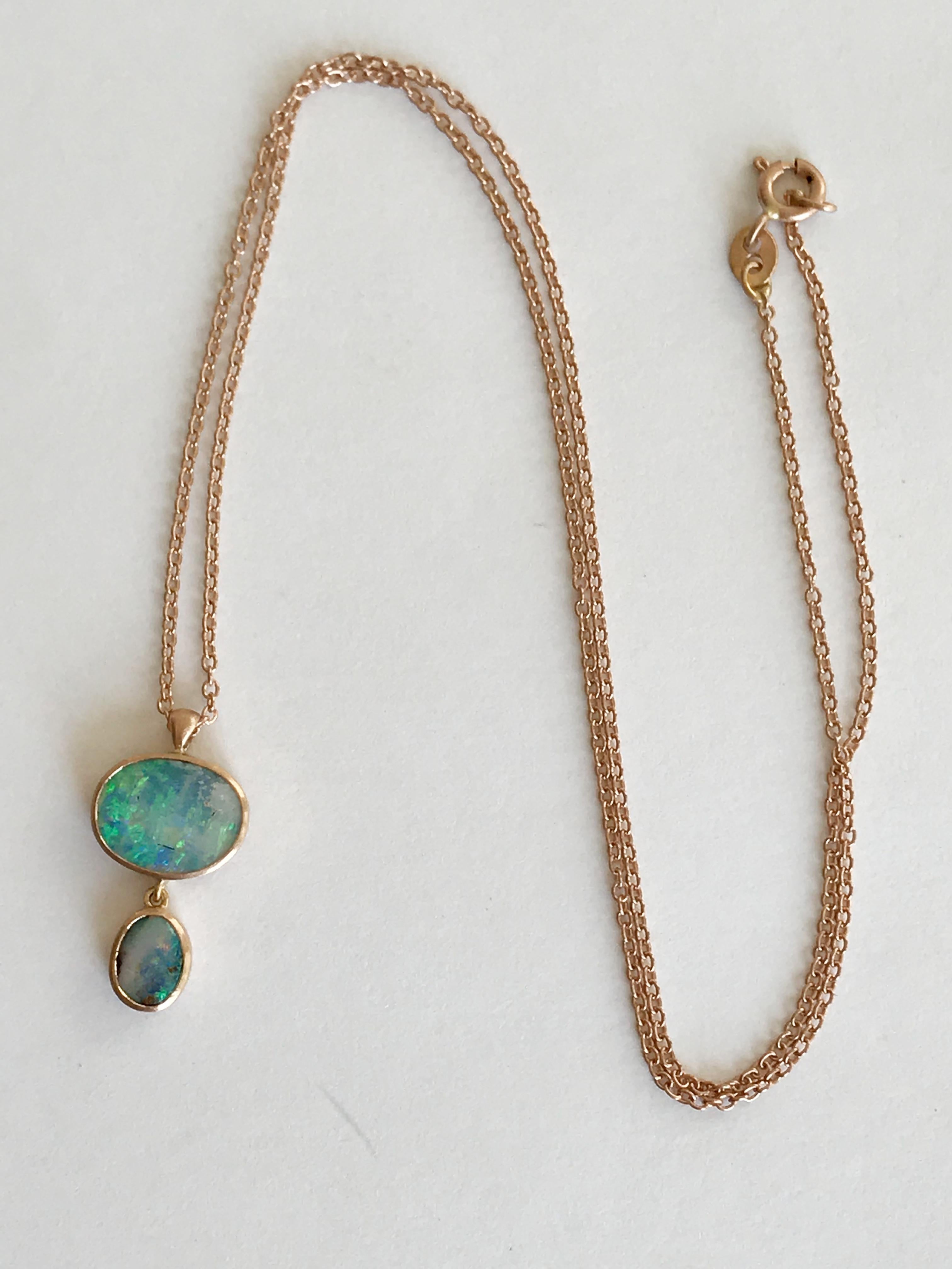 Contemporary Dalben Design Australian Boulder Opal and Rose Gold Necklace