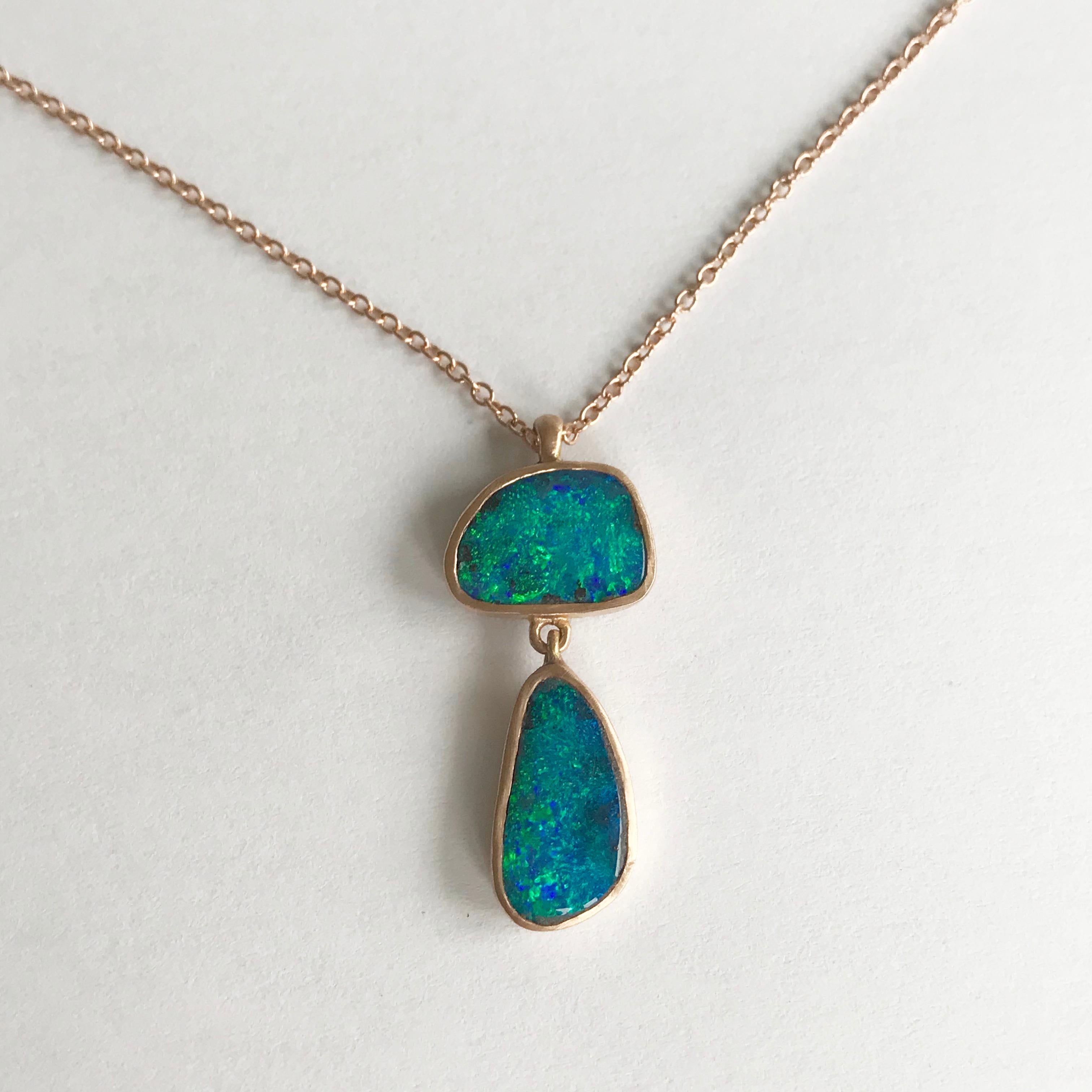 Dalben Design Australian Boulder Opal and Rose Gold Necklace 1
