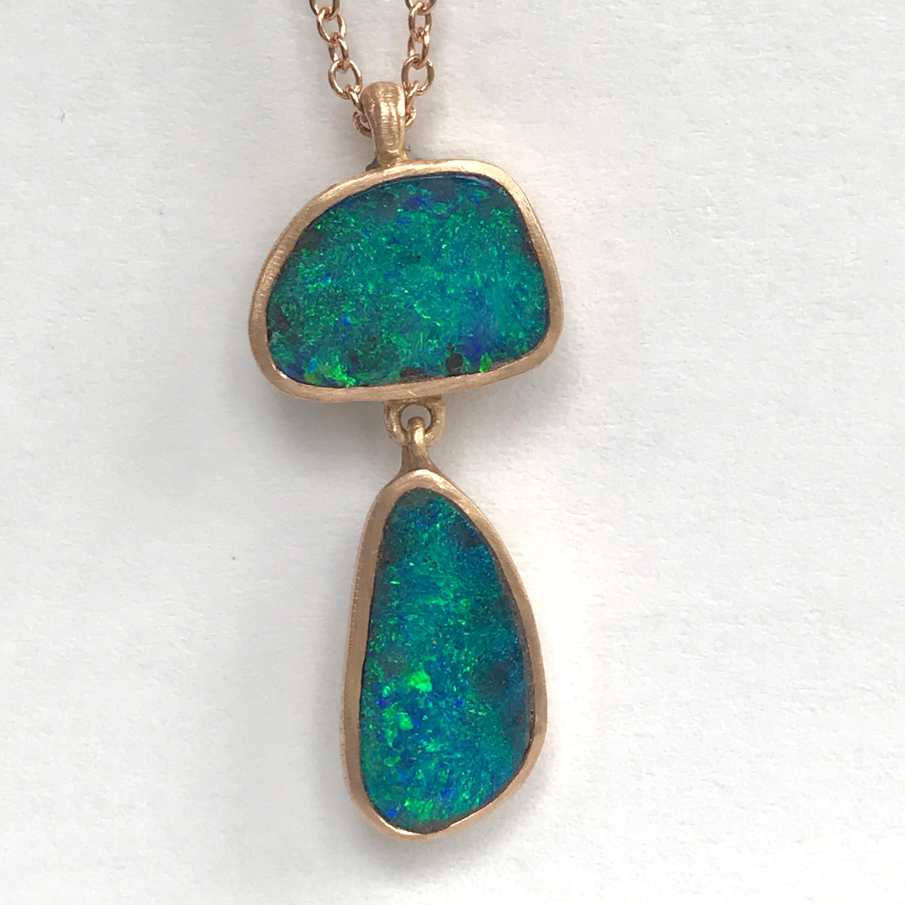 Dalben Design Australian Boulder Opal and Rose Gold Necklace 2