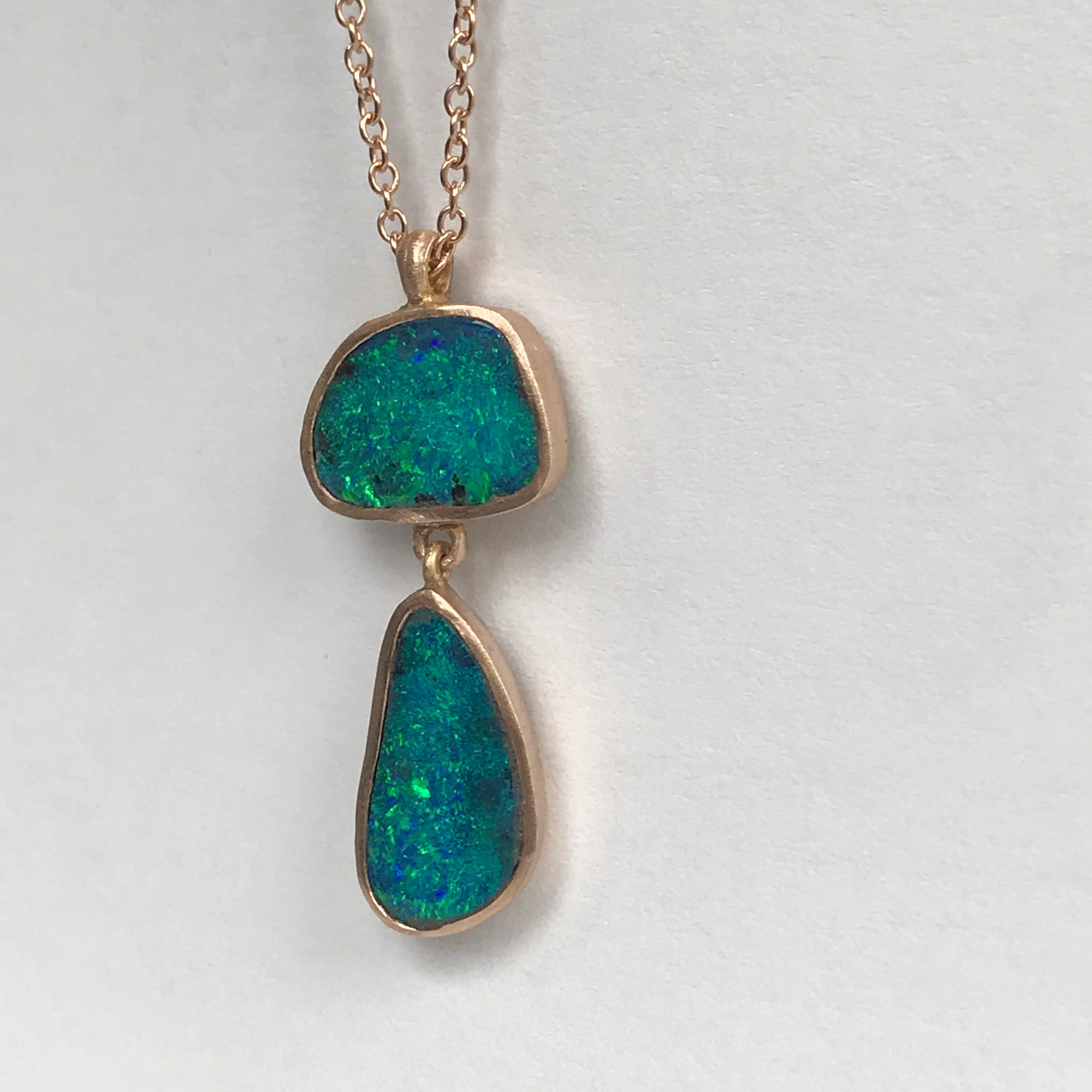 Dalben Design Australian Boulder Opal and Rose Gold Necklace 3