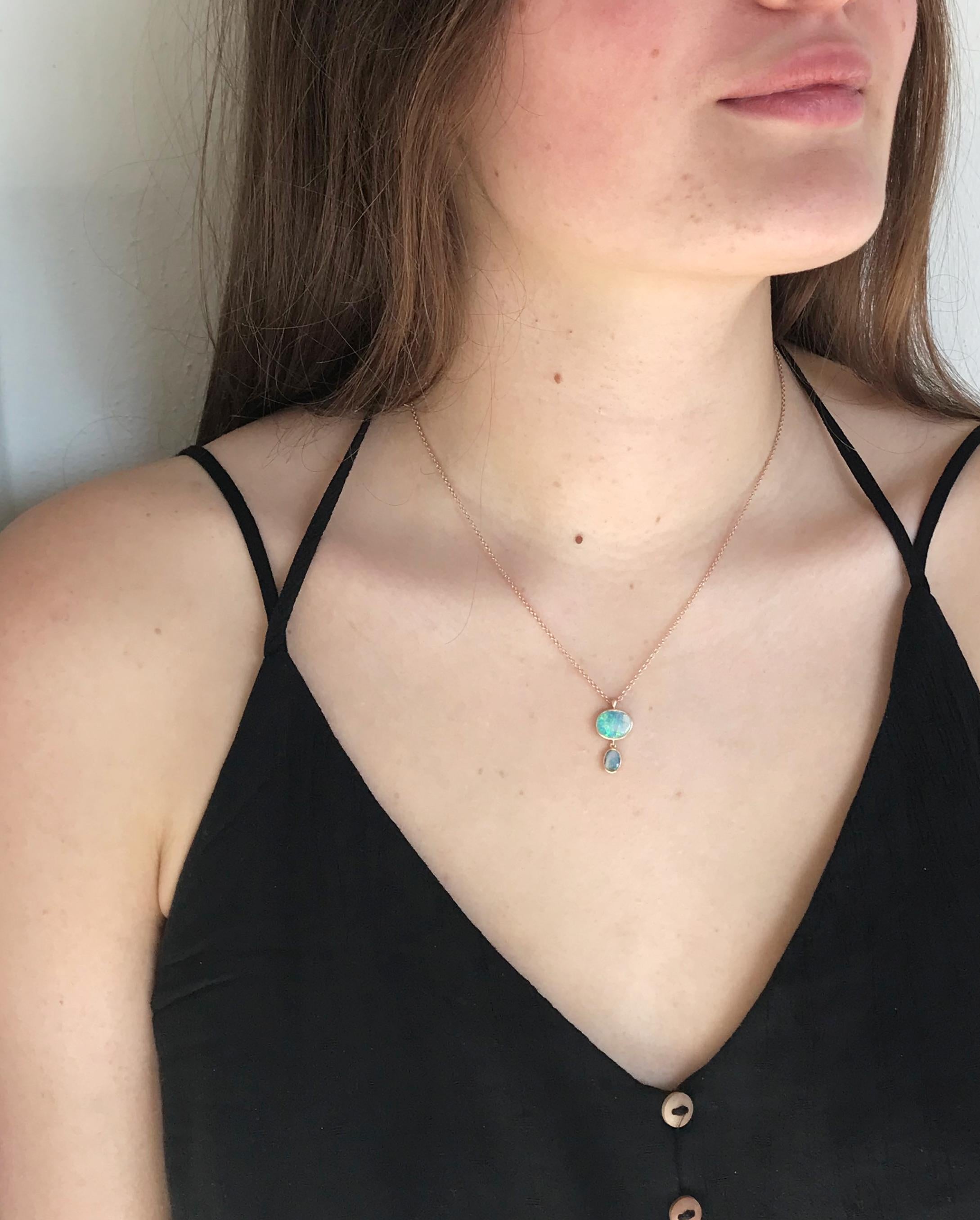 Women's Dalben Design Australian Boulder Opal and Rose Gold Necklace