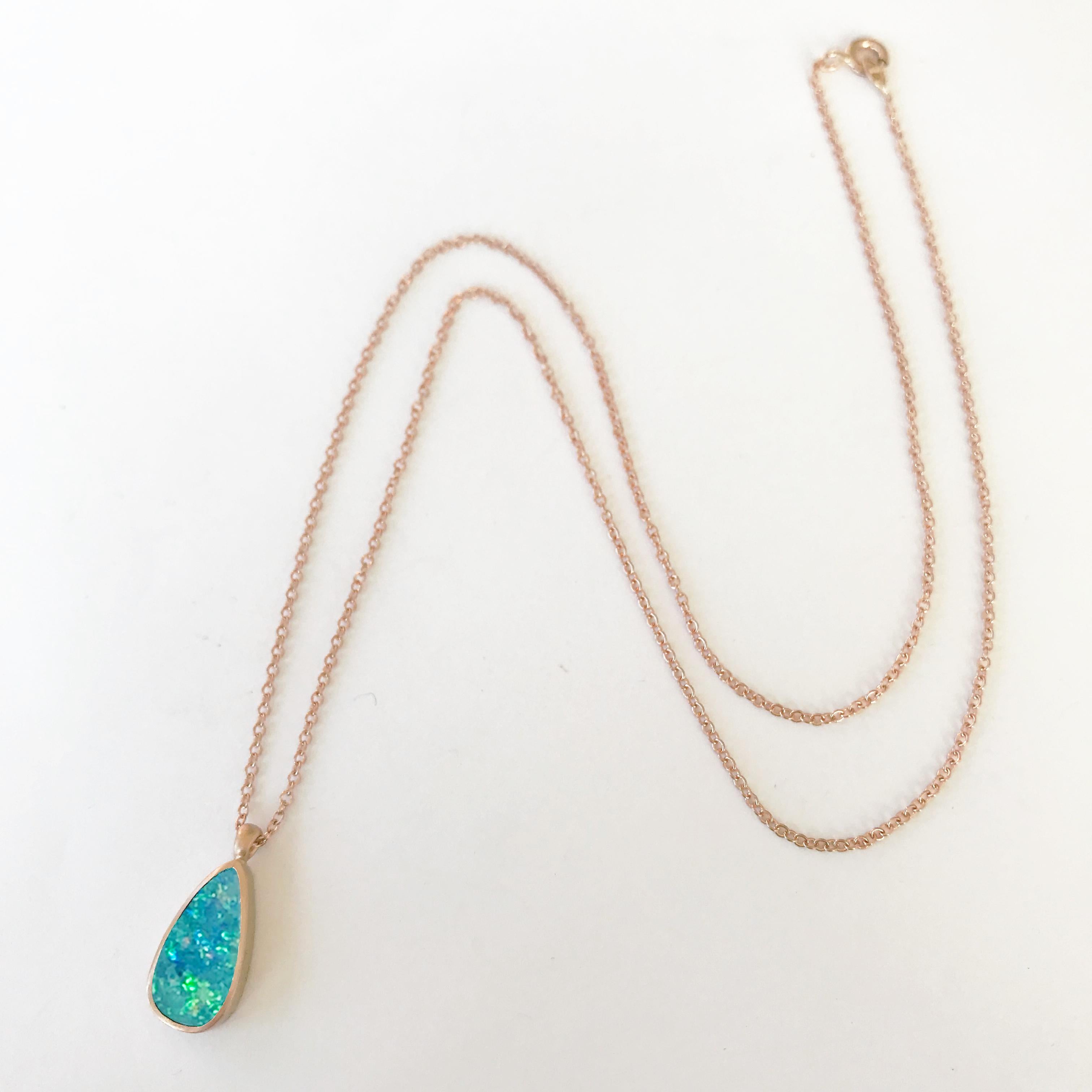 Women's Dalben Design Australian Boulder Opal and Rose Gold Necklace