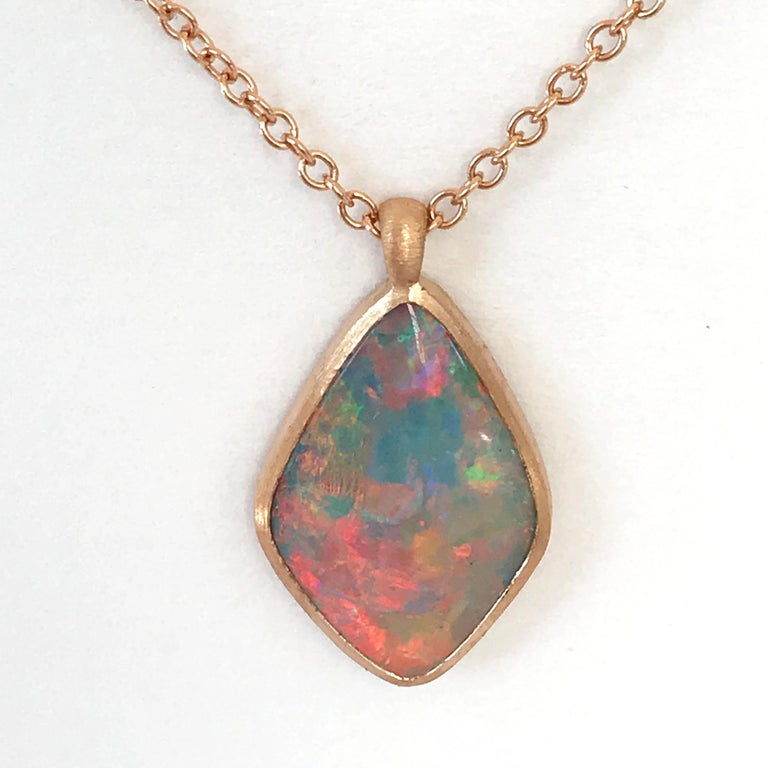 Dalben Design Australian Boulder Opal and Rose Gold Necklace at 1stDibs