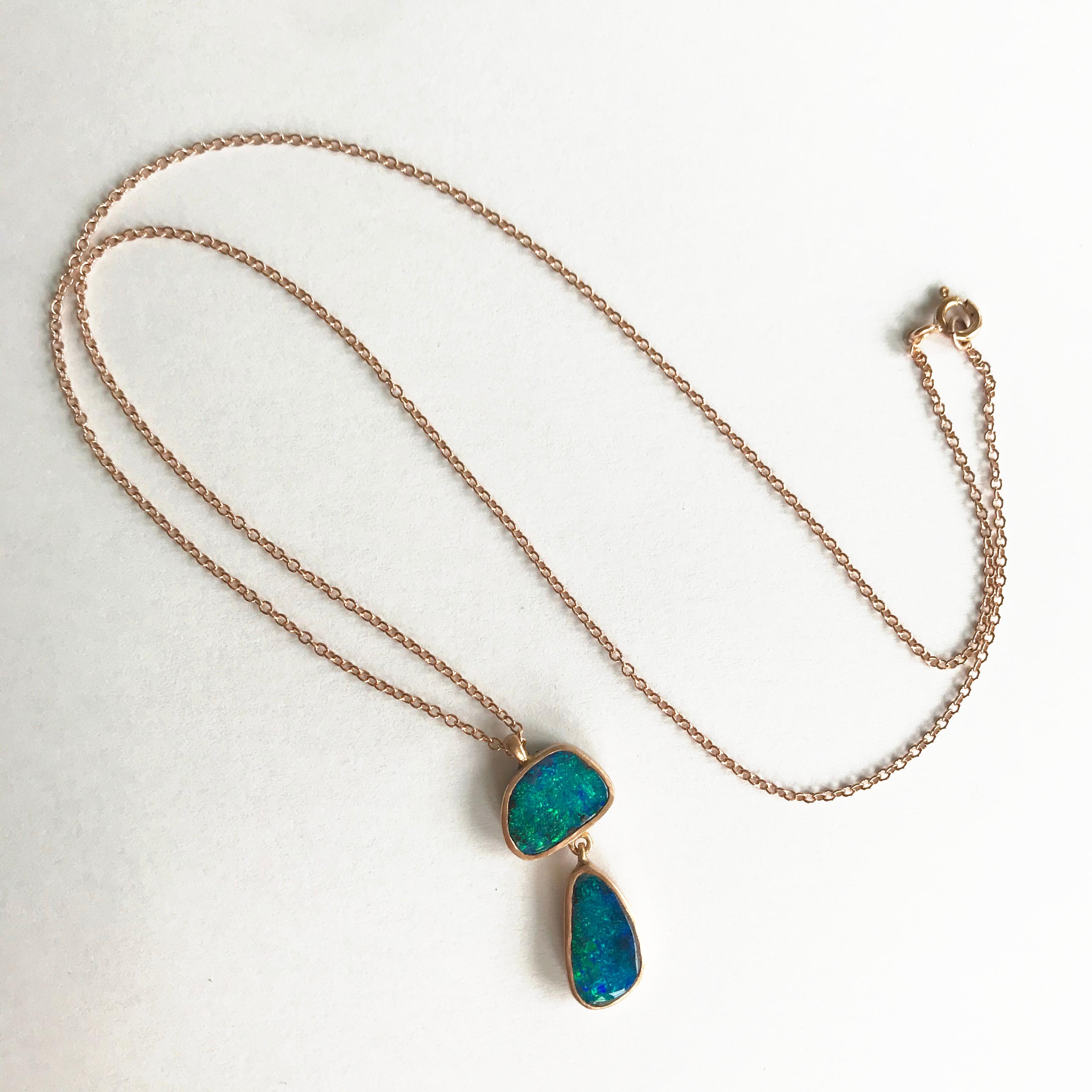 Dalben Design Australian Boulder Opal and Rose Gold Necklace 4