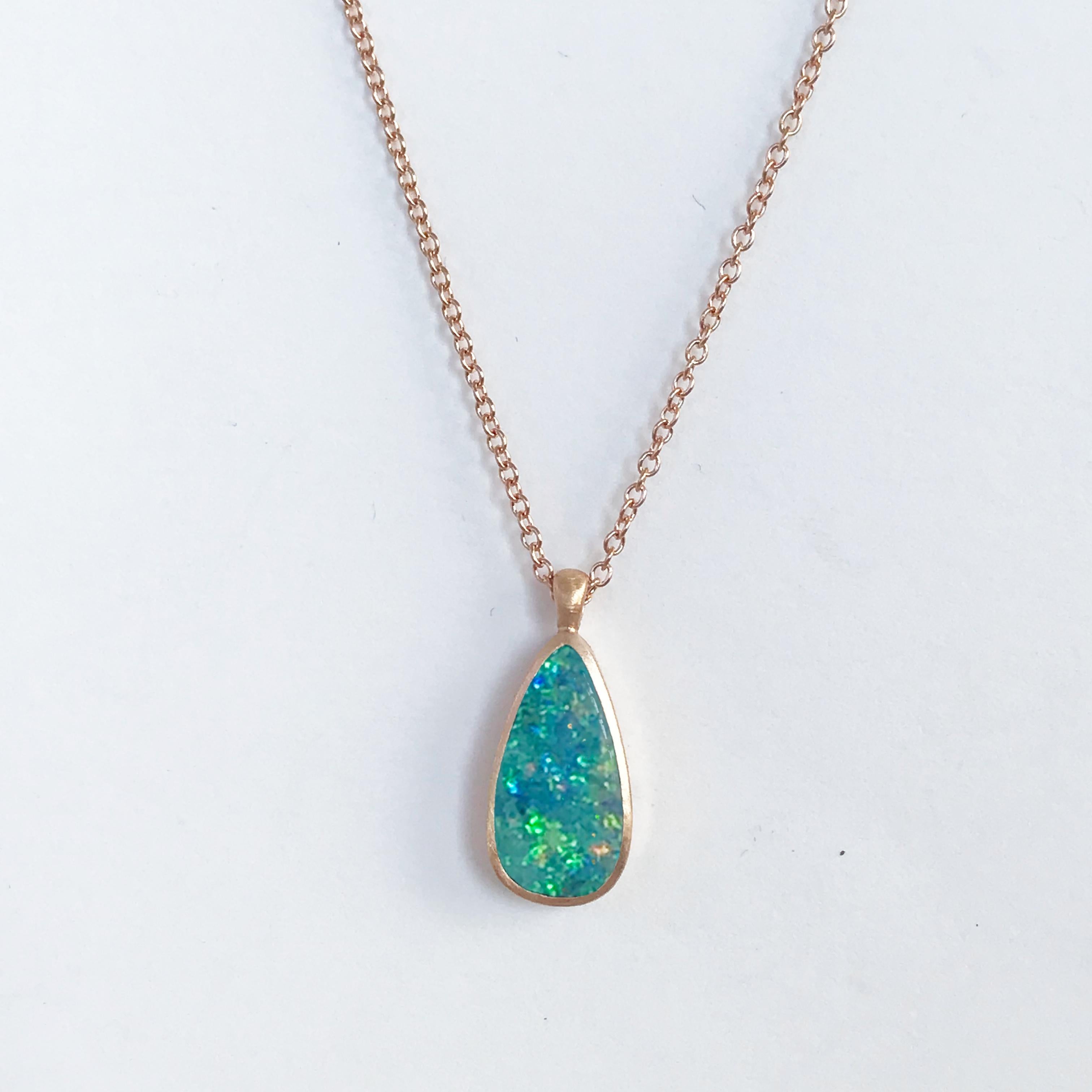 Dalben Design Australian Boulder Opal and Rose Gold Necklace 1
