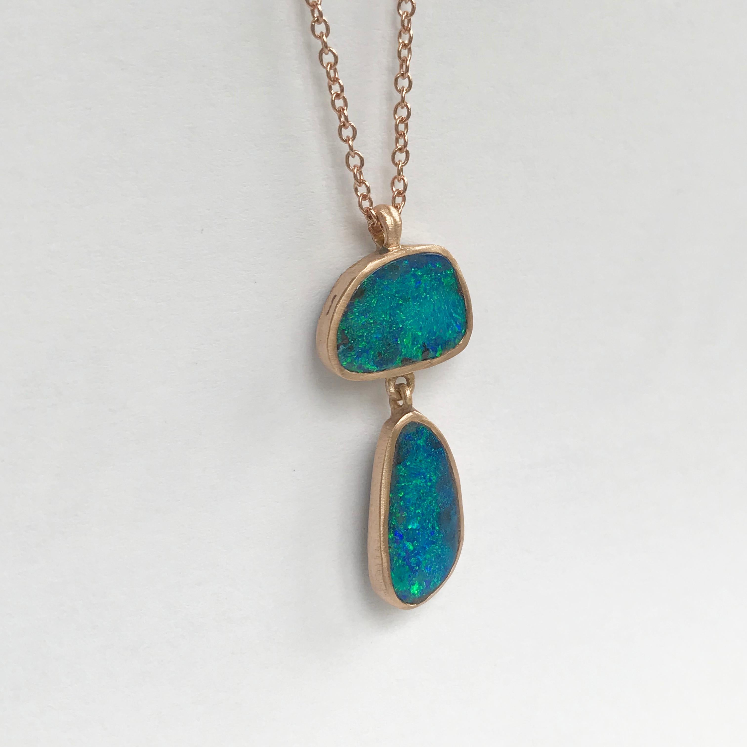 Dalben Design Australian Boulder Opal and Rose Gold Necklace 5