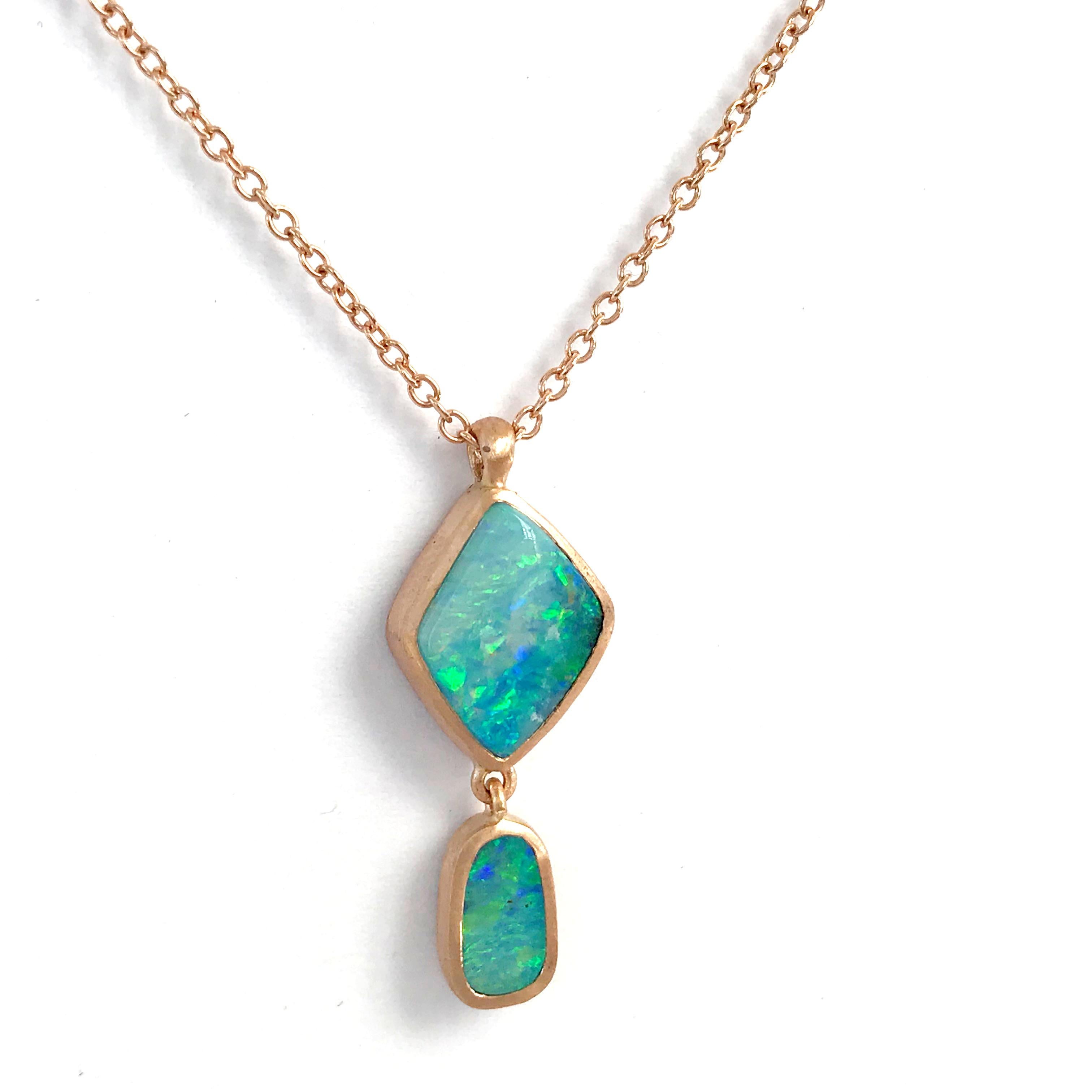 Dalben Design Australian Boulder Opal and Rose Gold Necklace In New Condition For Sale In Como, IT
