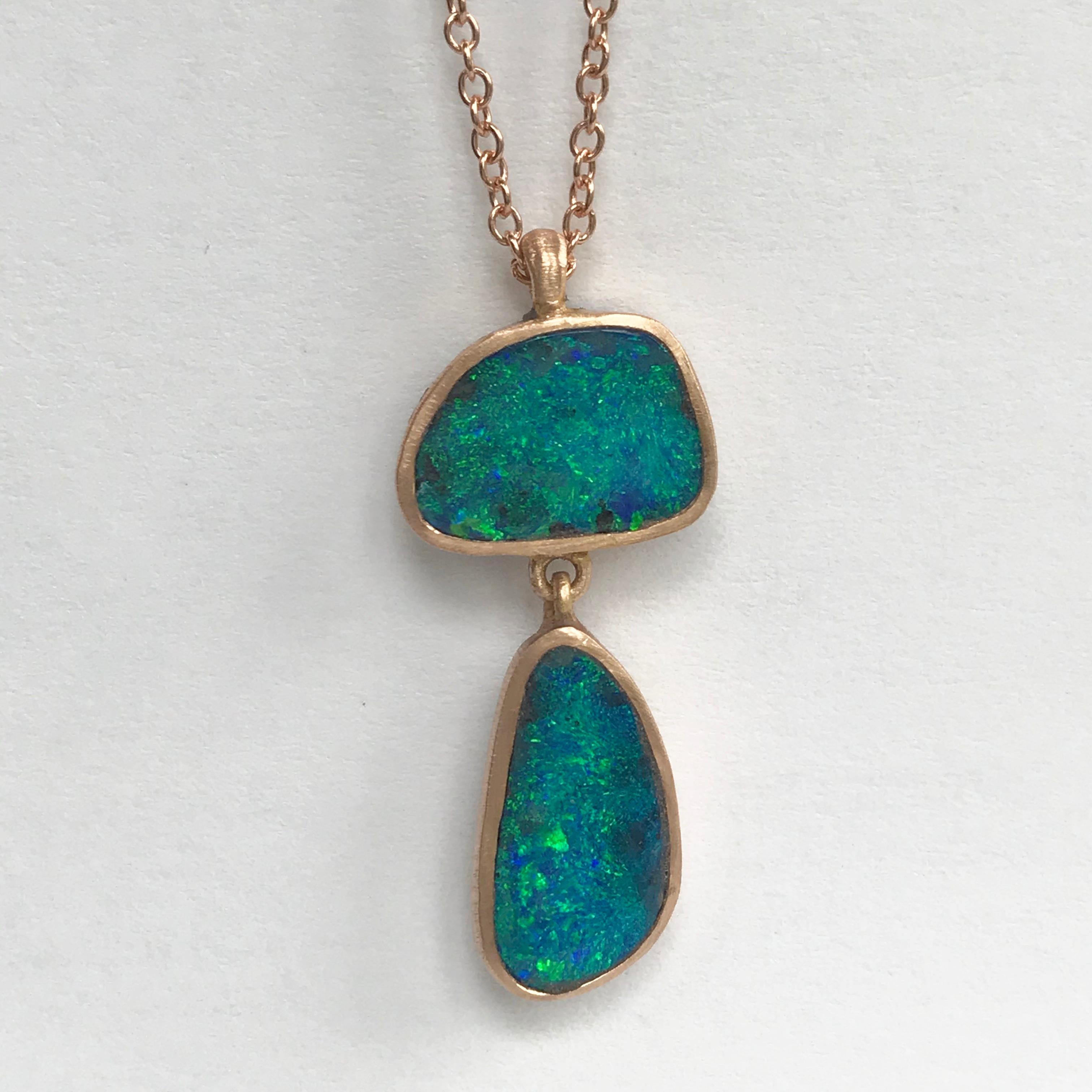 Dalben Design Australian Boulder Opal and Rose Gold Necklace 6