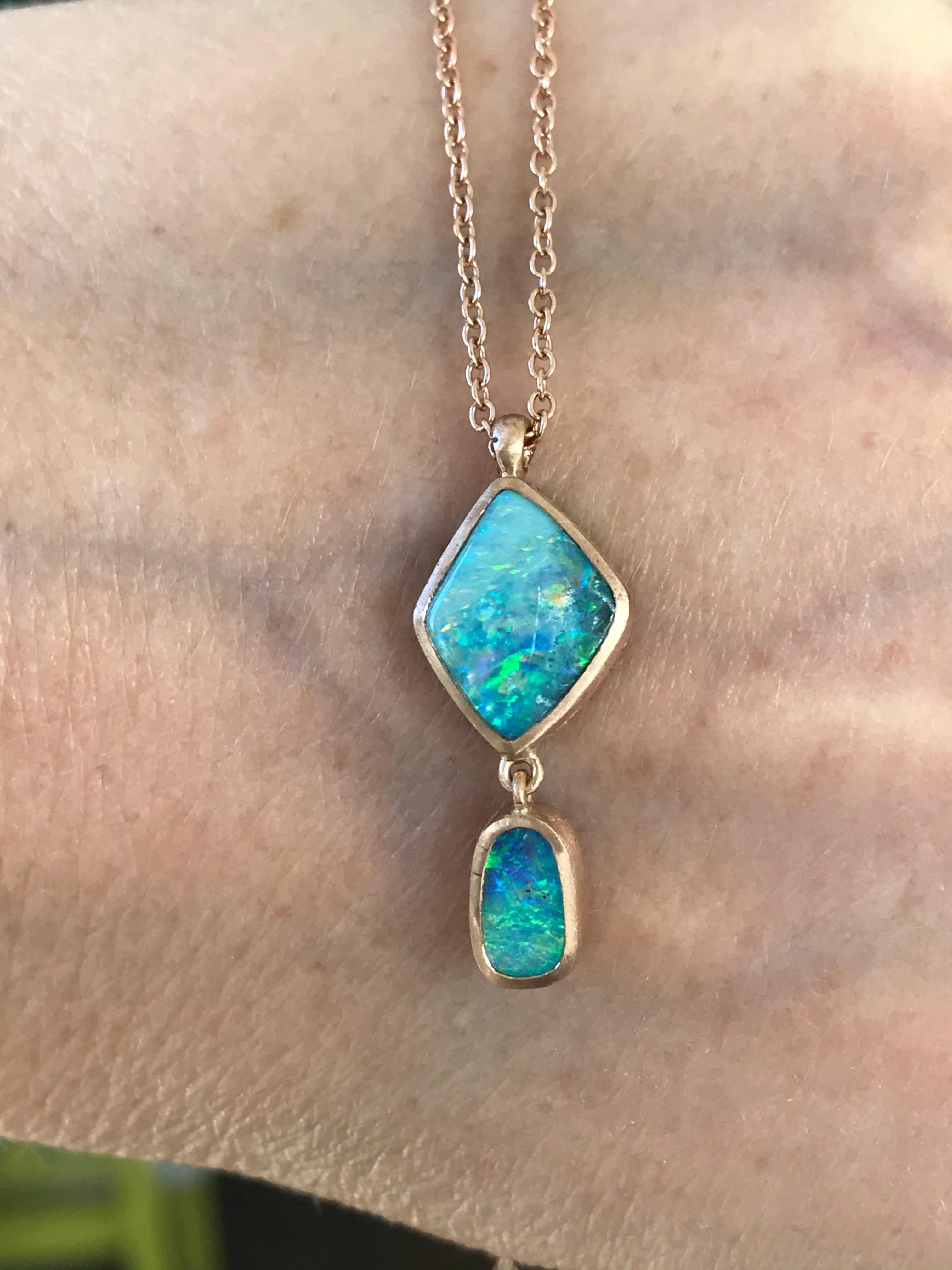 Women's Dalben Design Australian Boulder Opal and Rose Gold Necklace For Sale