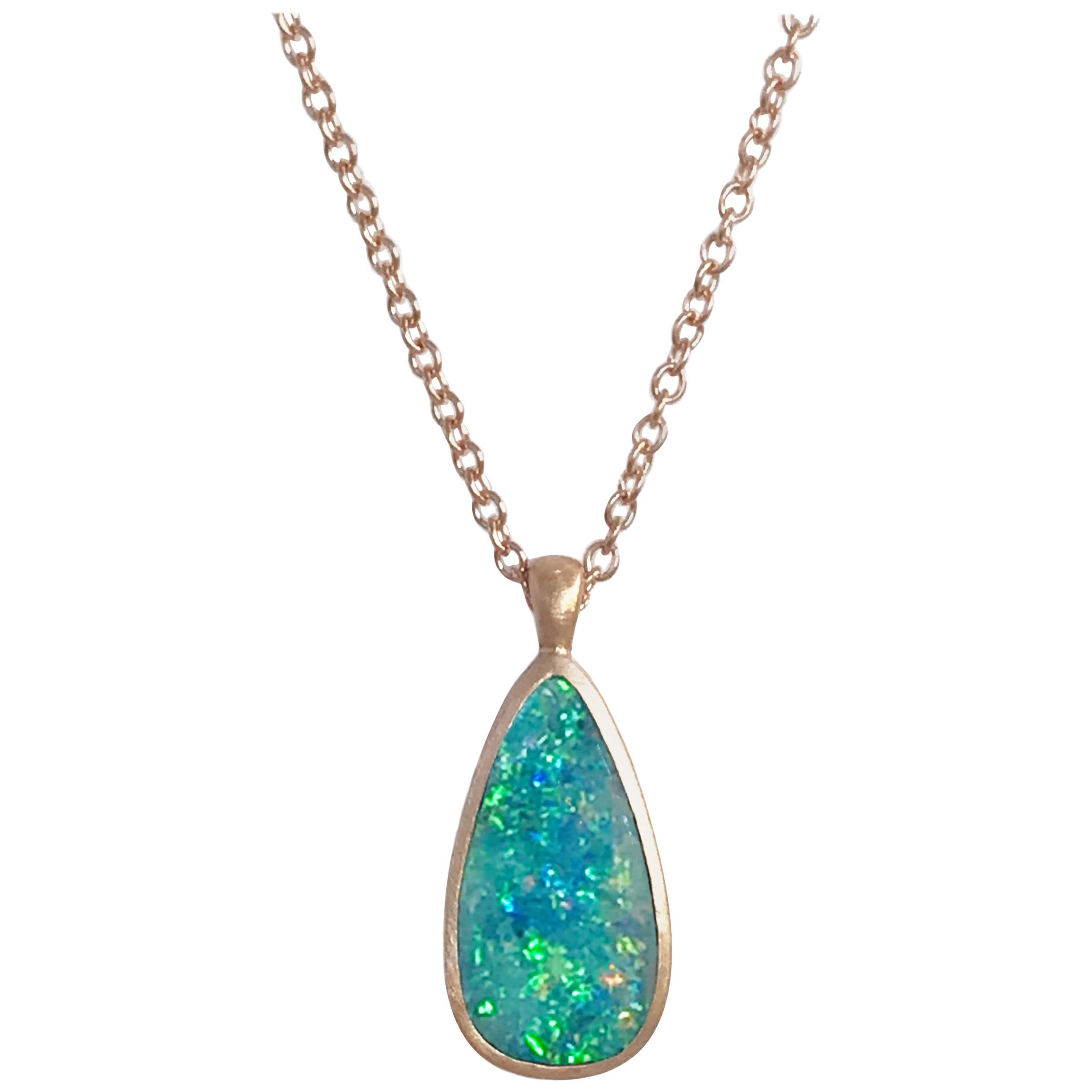 Dalben Design Australian Boulder Opal and Rose Gold Necklace