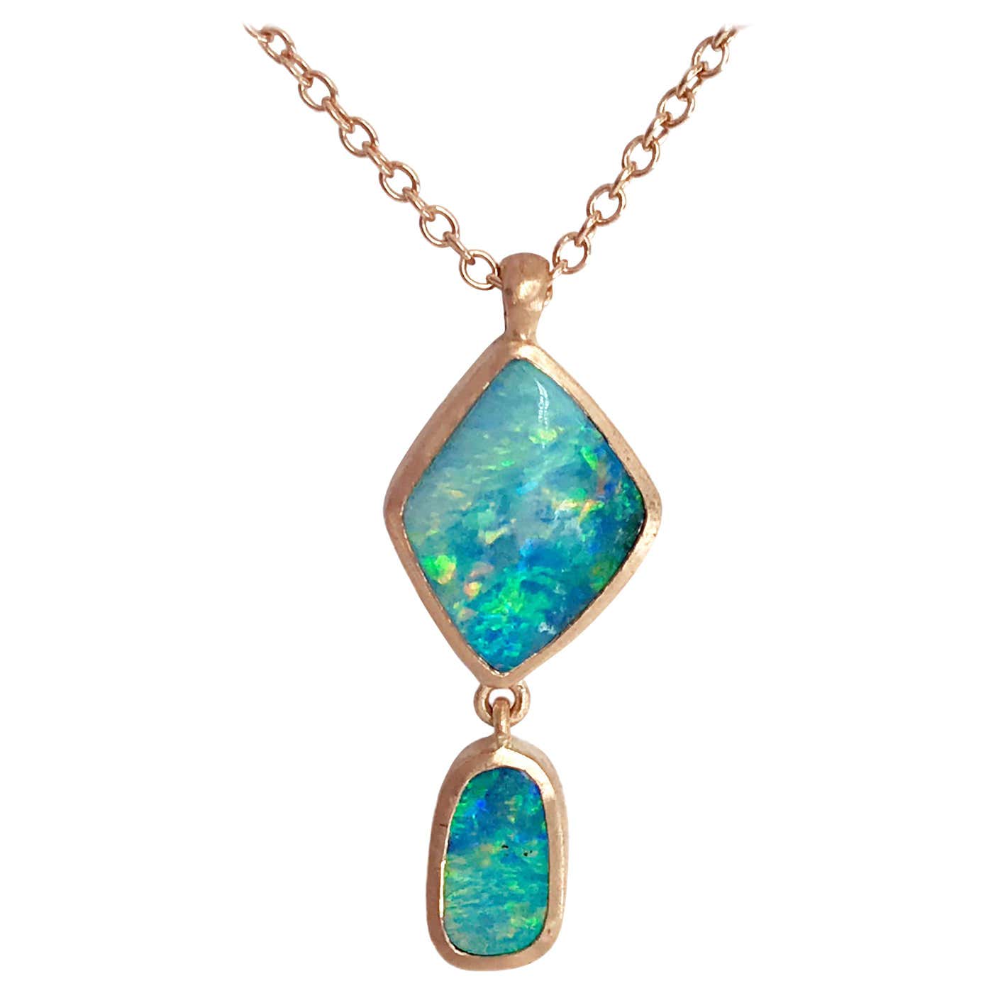 Dalben Design Australian Boulder Opal and Rose Gold Necklace For Sale ...