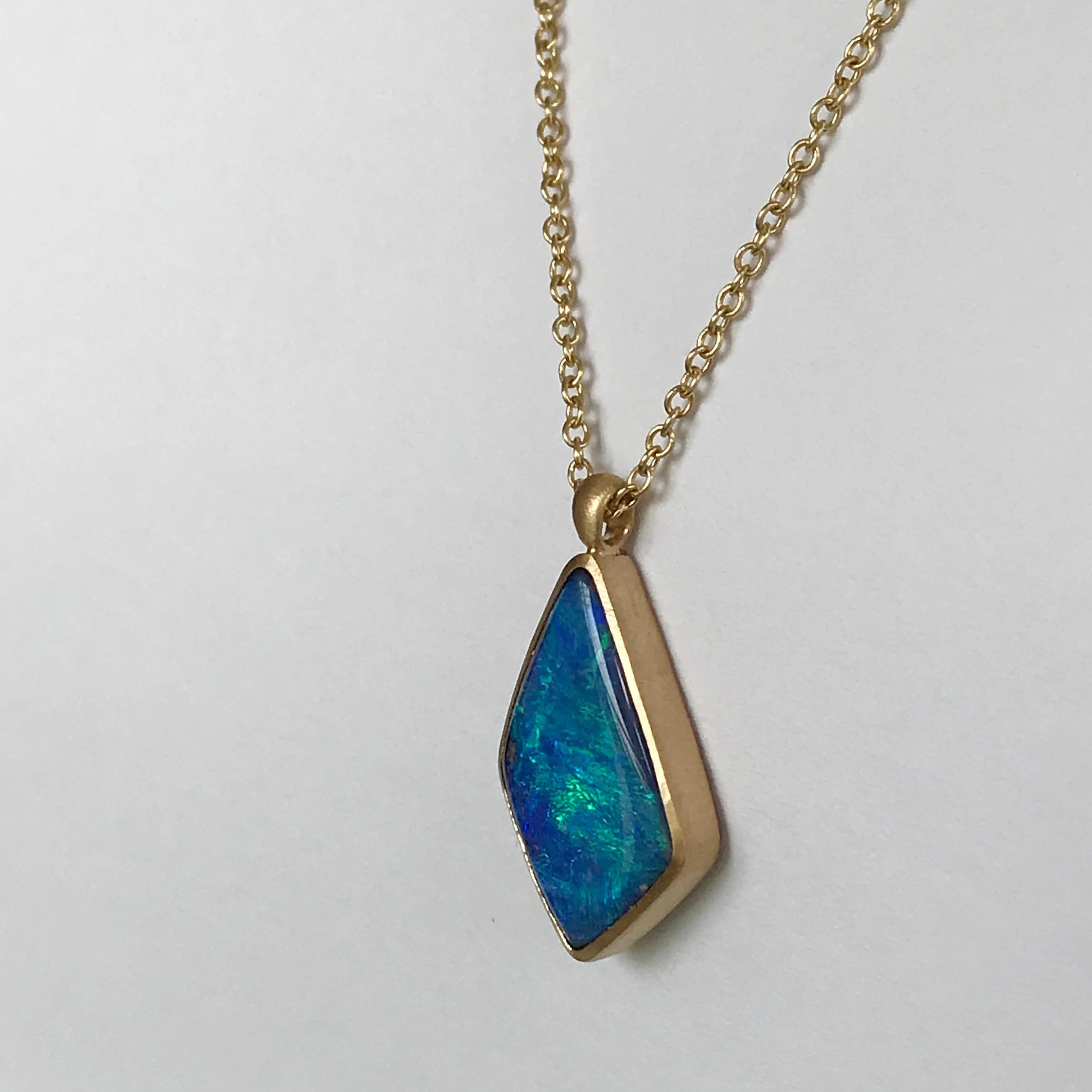 Dalben Design Australian Boulder Opal Yellow Gold Necklace For Sale 3