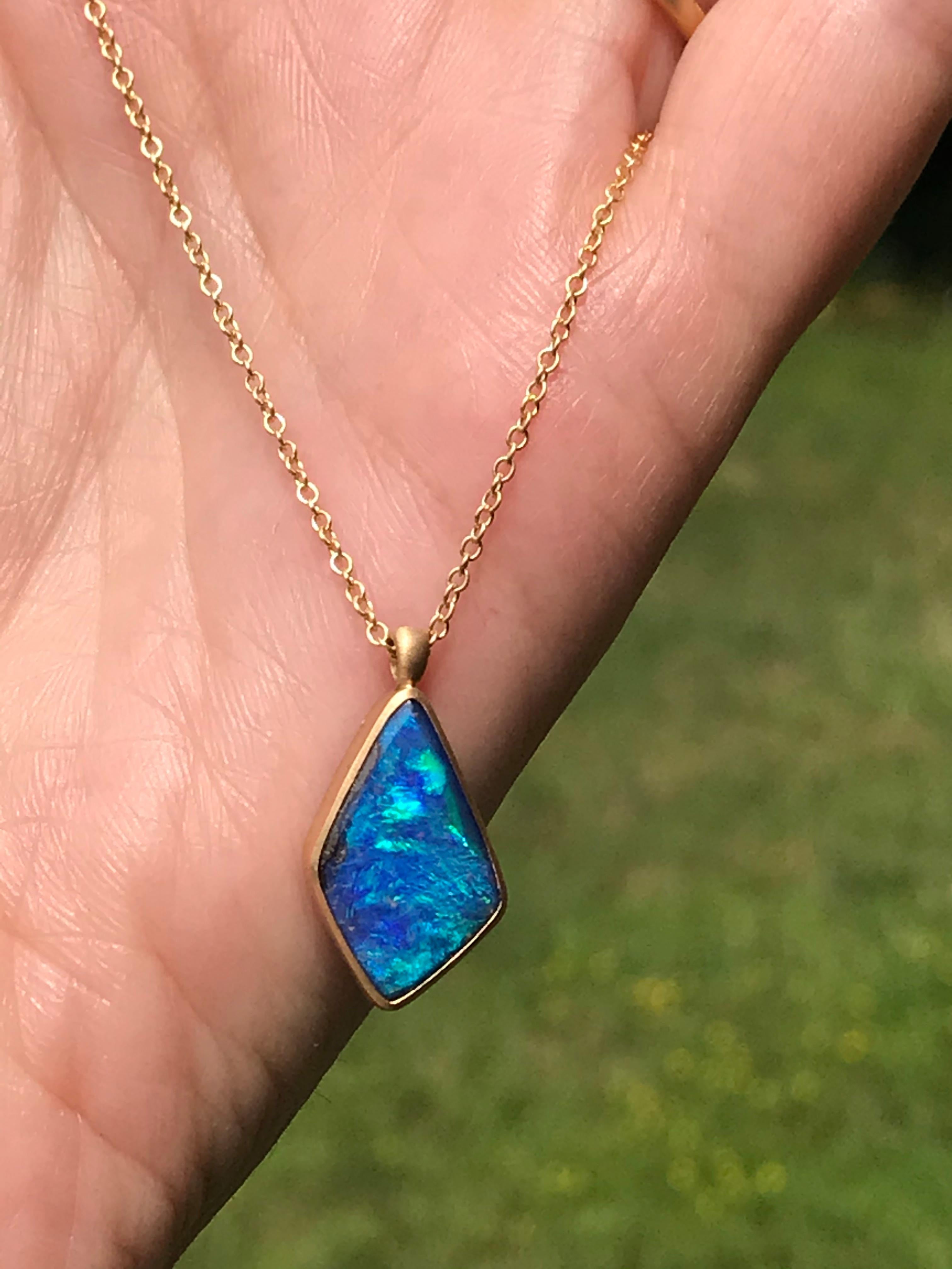 Dalben Design Australian Boulder Opal Yellow Gold Necklace For Sale 4