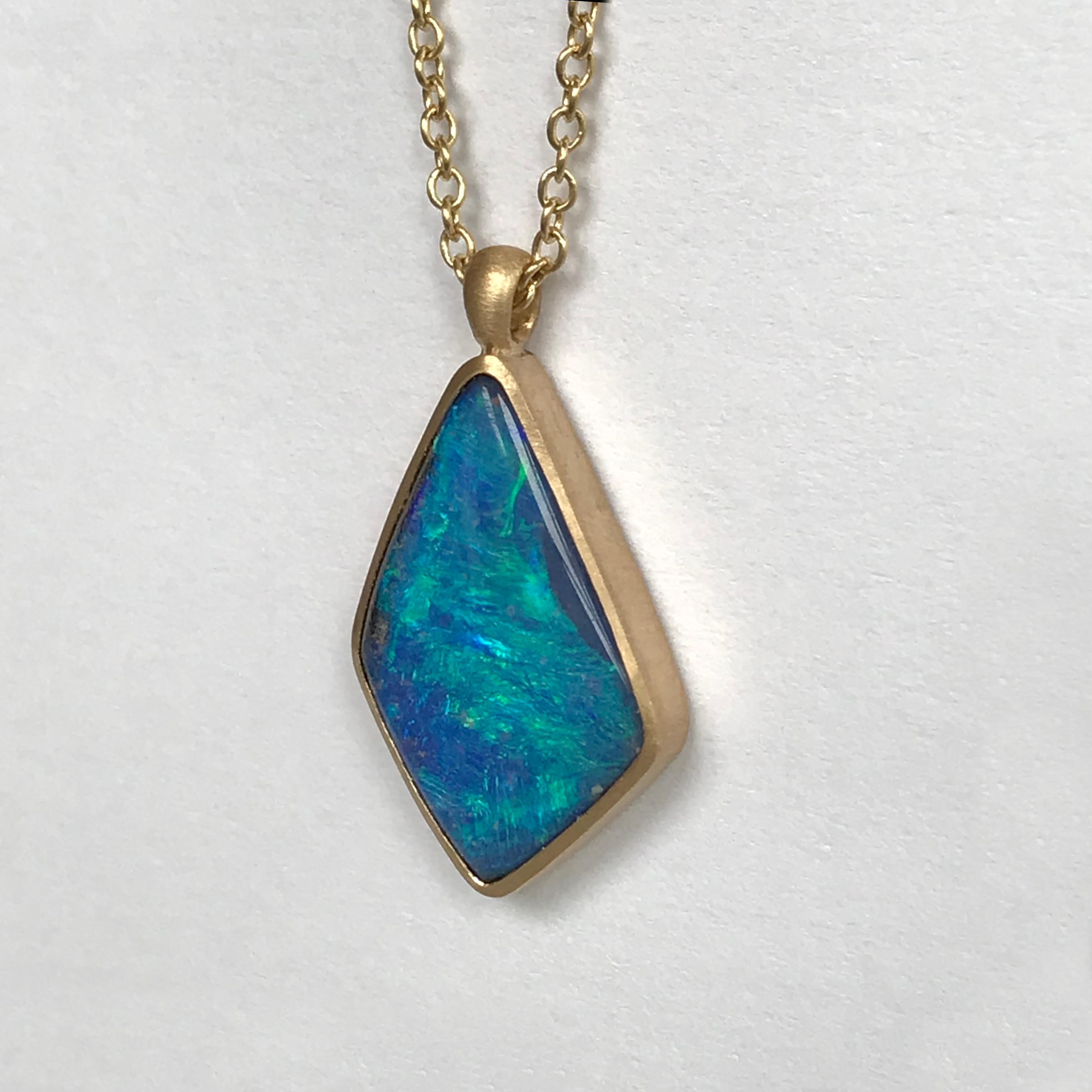 Dalben Design Australian Boulder Opal Yellow Gold Necklace For Sale 2