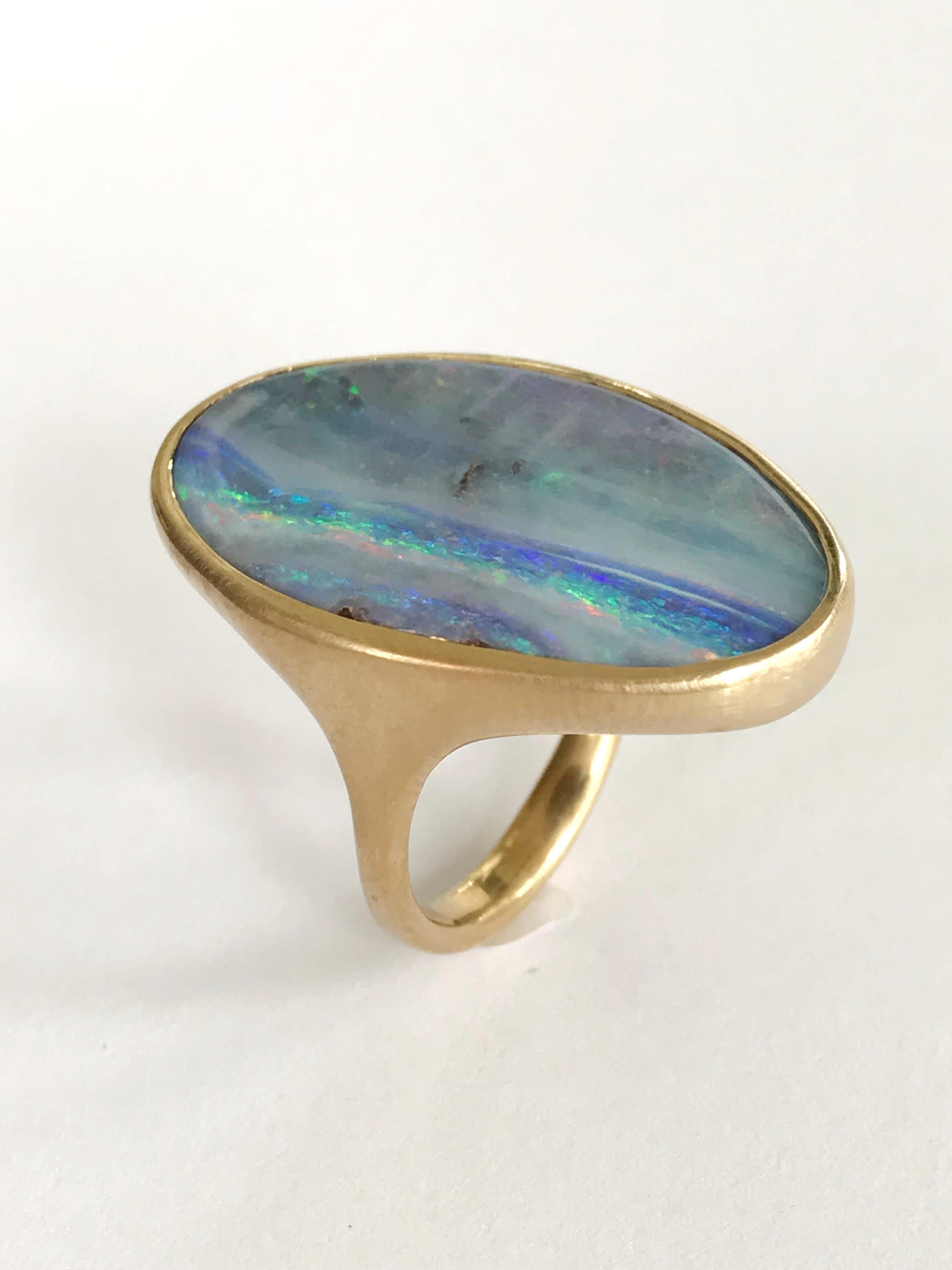 Dalben Design Großer ovaler australischer Boulder-Opal-Gelbgoldring im Zustand „Neu“ im Angebot in Como, IT