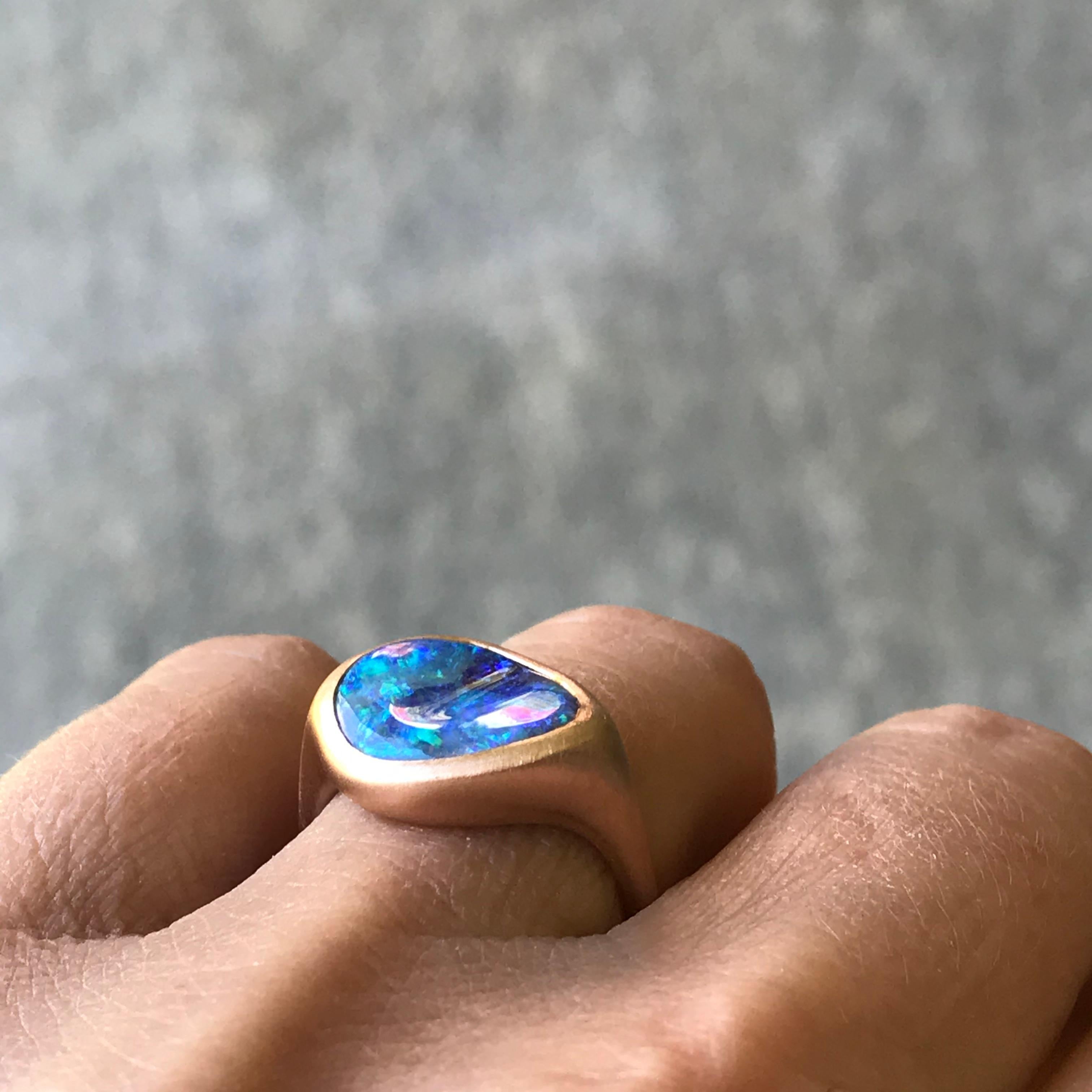 Women's Dalben Design Blue Australian Boulder Opal Rose Gold Ring