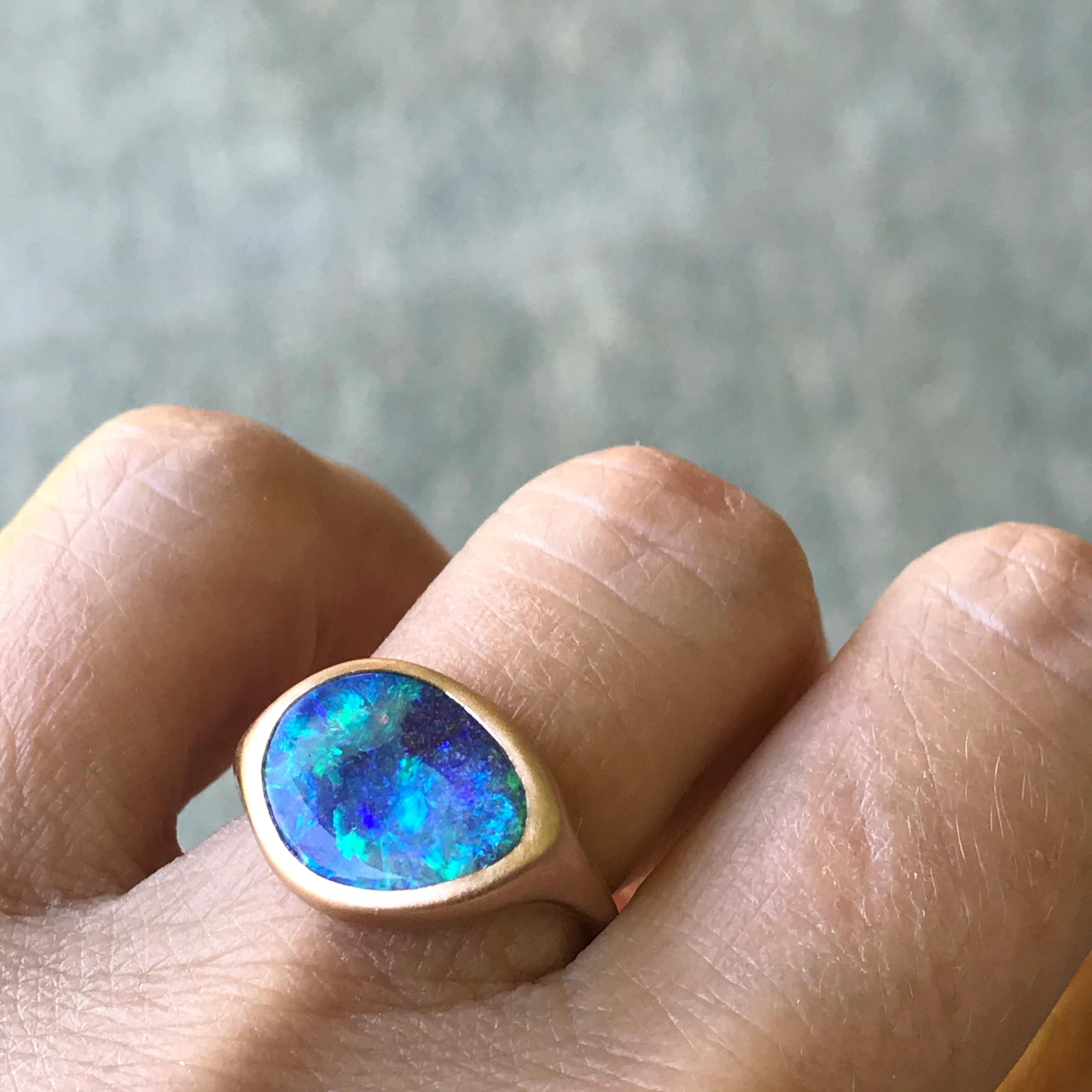 Dalben Design Blue Australian Boulder Opal Rose Gold Ring 2