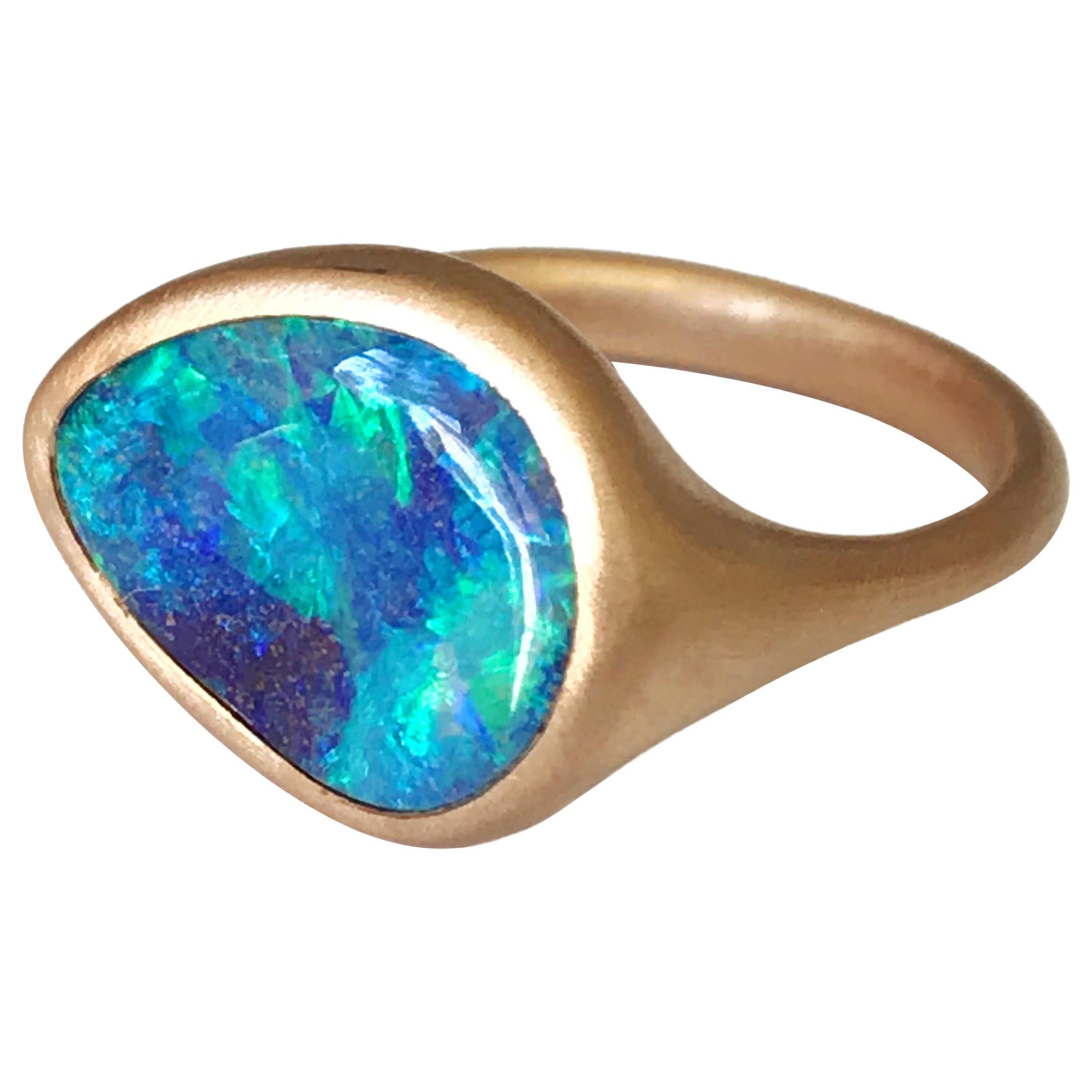 Dalben Design Blue Australian Boulder Opal Rose Gold Ring