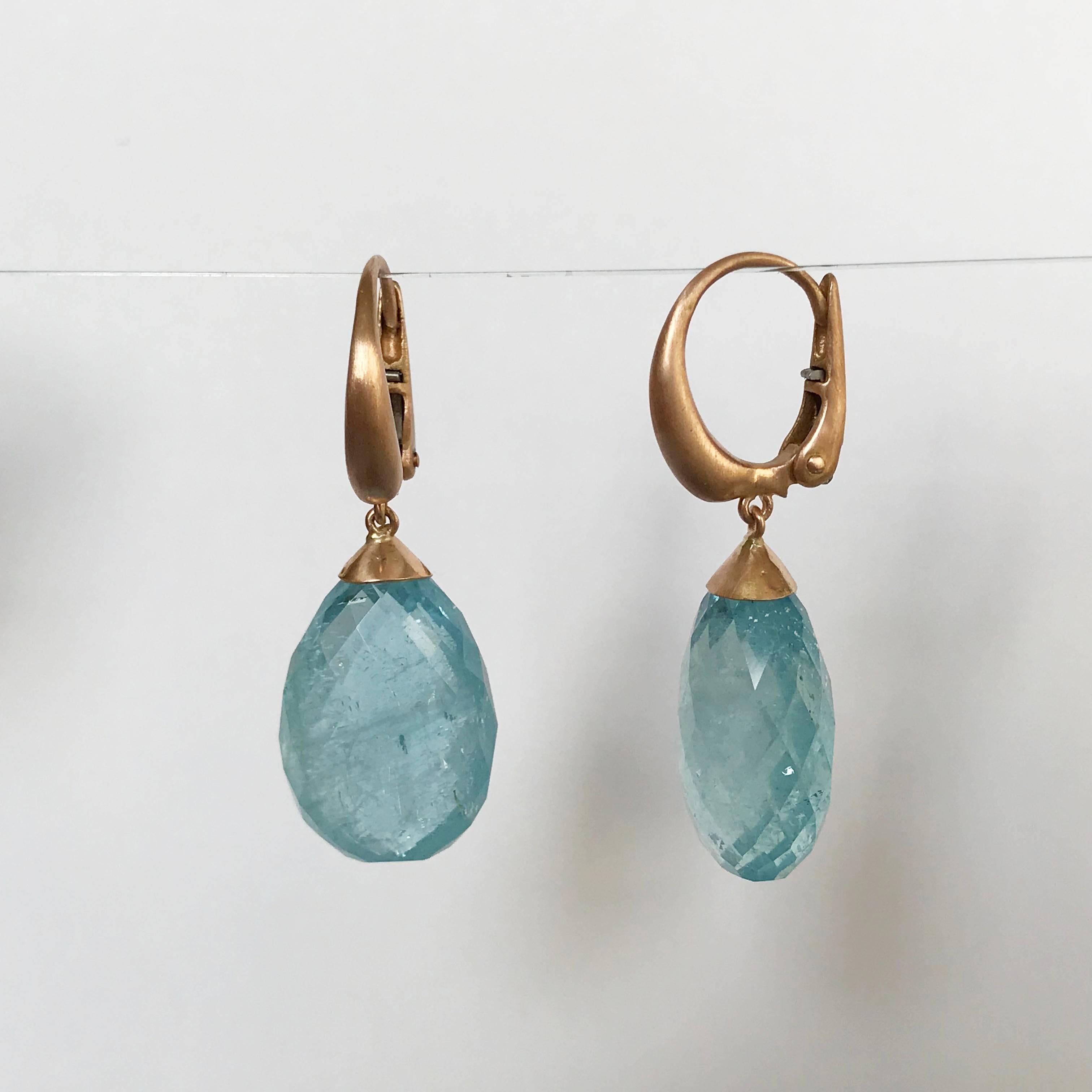 Contemporary Dalben Design Drop Aquamarine Rose Gold Dangle Earring