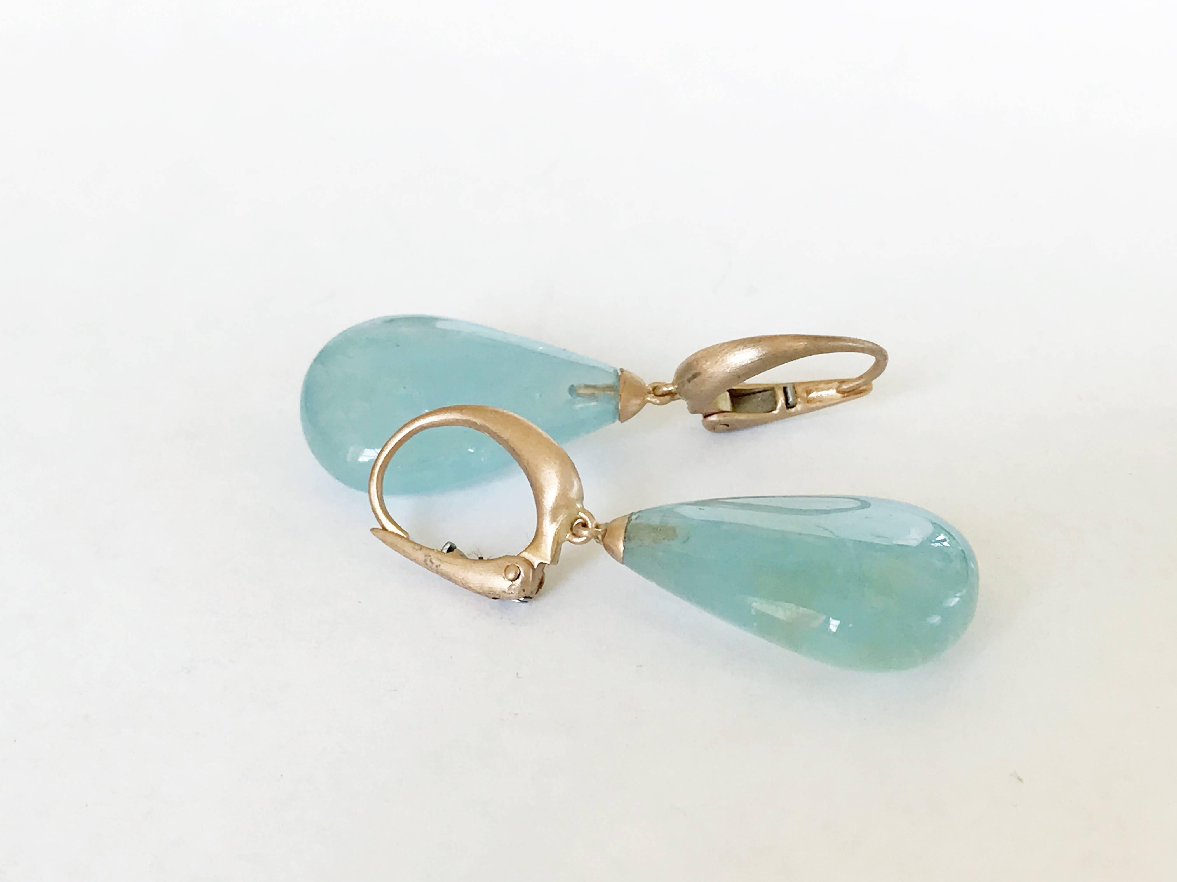 Contemporary Dalben Design Drop Aquamarine Rose Gold Dangle Earring