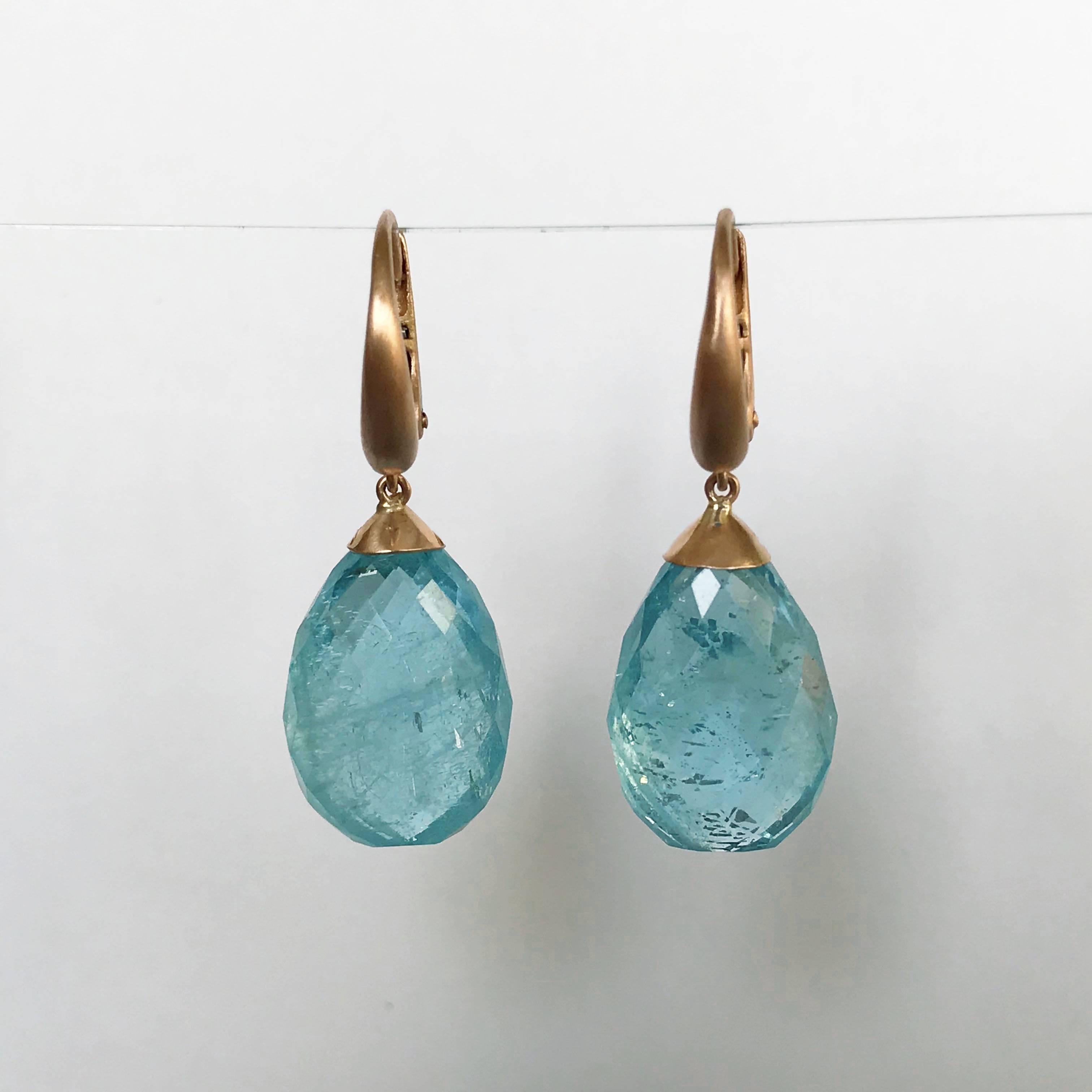 Women's Dalben Design Drop Aquamarine Rose Gold Dangle Earring