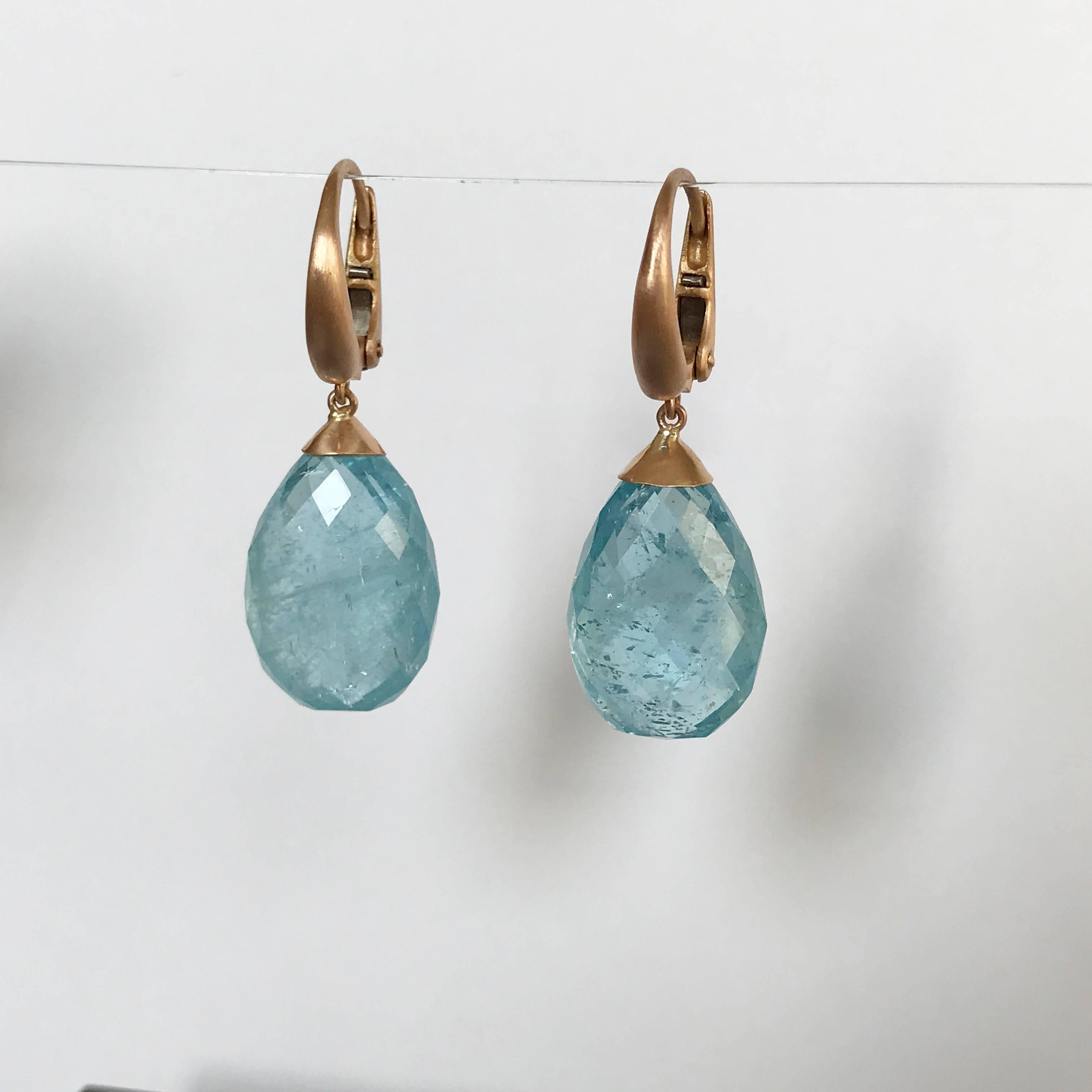 Dalben Design Drop Aquamarine Rose Gold Dangle Earring 1