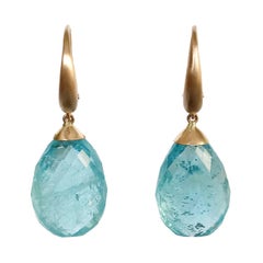 Dalben Design Drop Aquamarine Rose Gold Dangle Earring