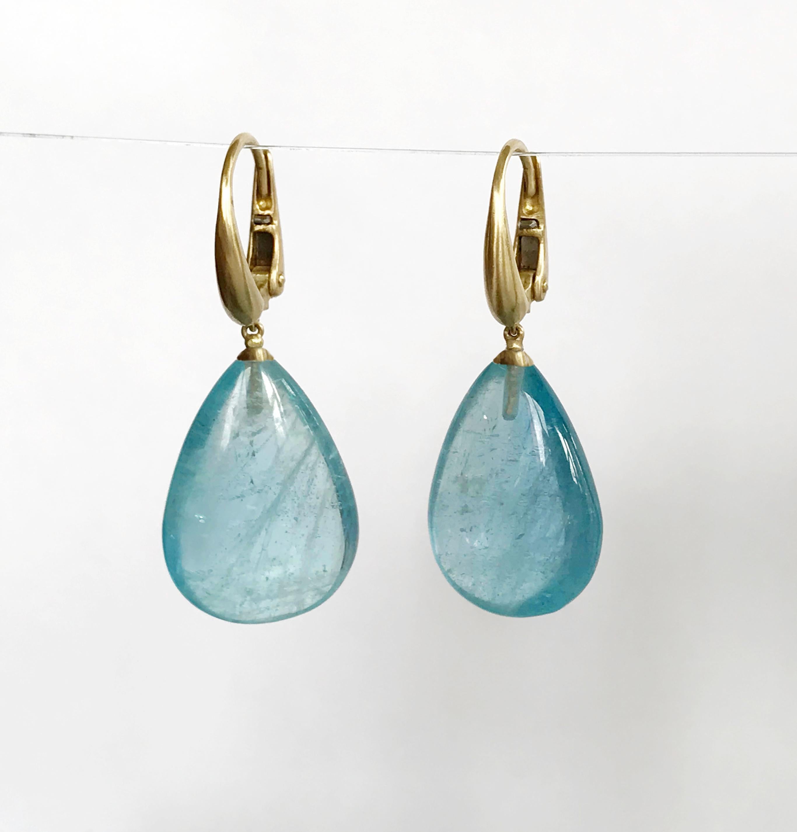 Contemporary Dalben Design Drop Aquamarine Yellow Gold Dangle Earrings