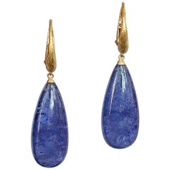 Dalben Design Drop Shape Tanzanite Diamond Yellow Gold Dangle Earring