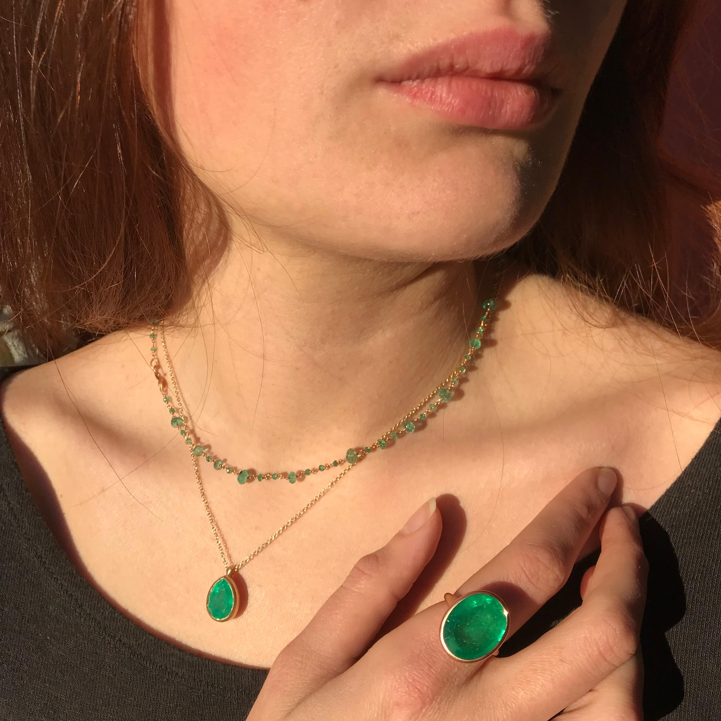Dalben Design Emerald and Yellow Gold Necklace For Sale 7