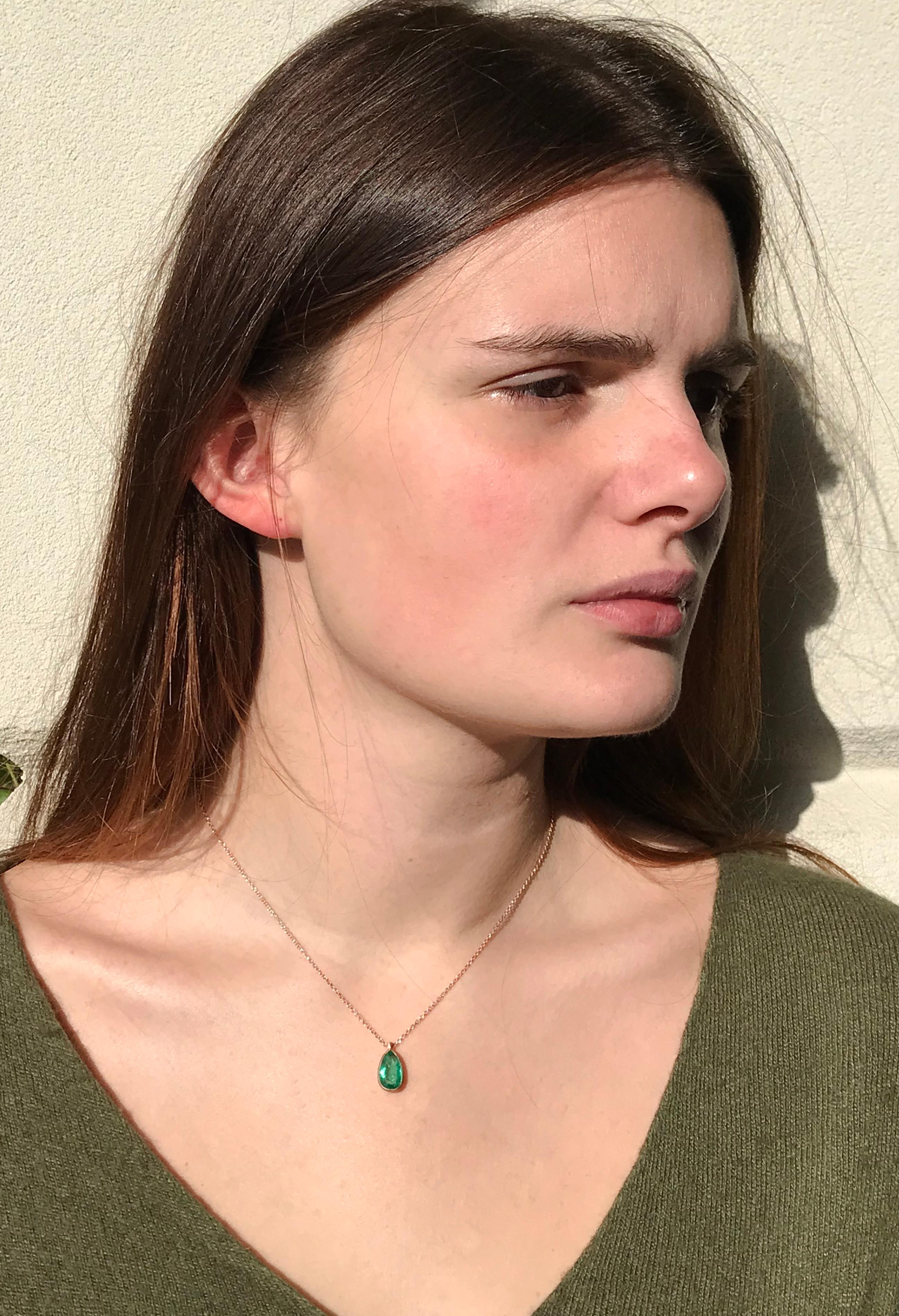 Dalben Design/One Collana in oro rosa con smeraldo in vendita 2