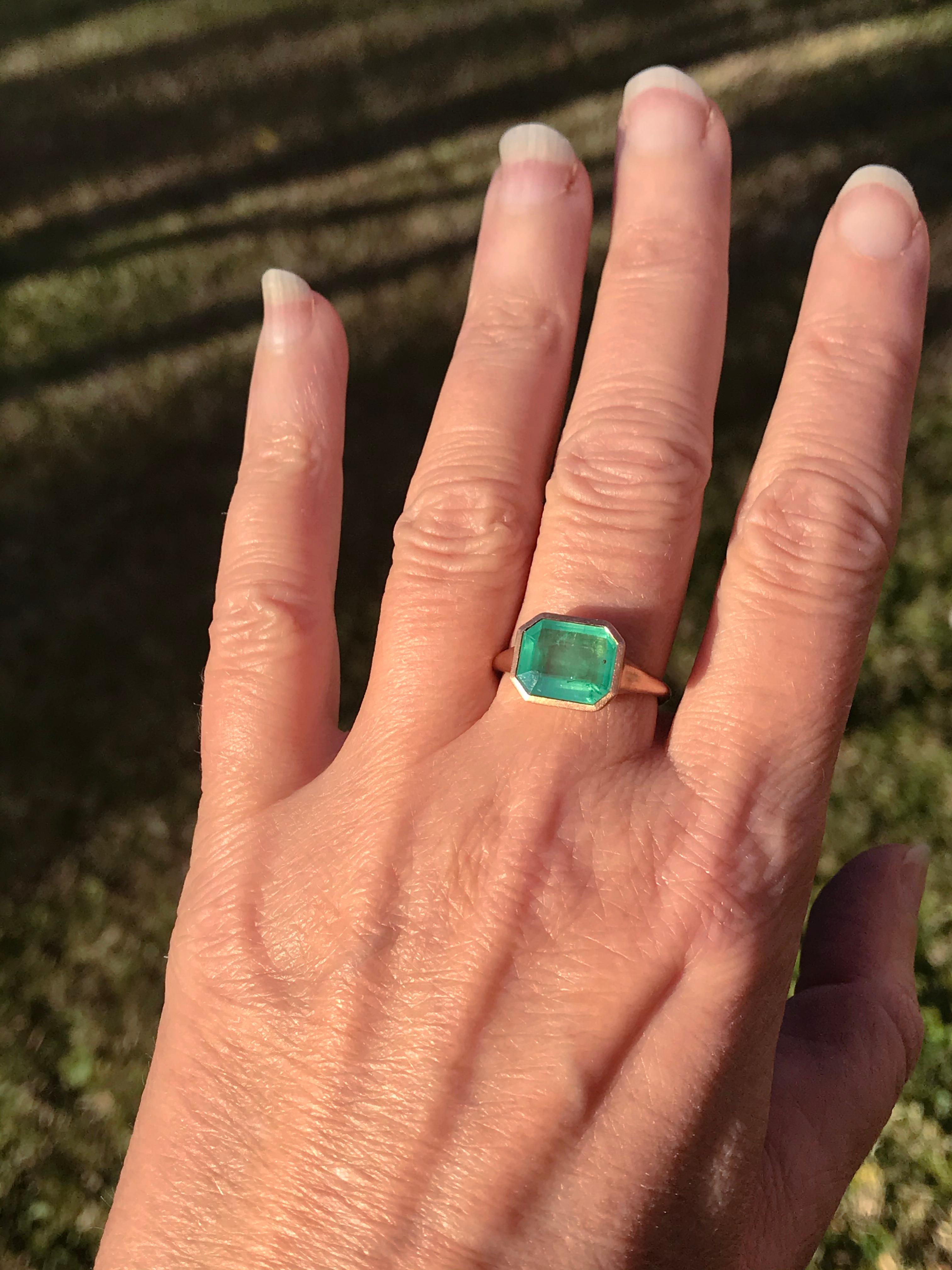 Emerald Cut Dalben 4, 10 Carat Emerald Rose Gold Ring