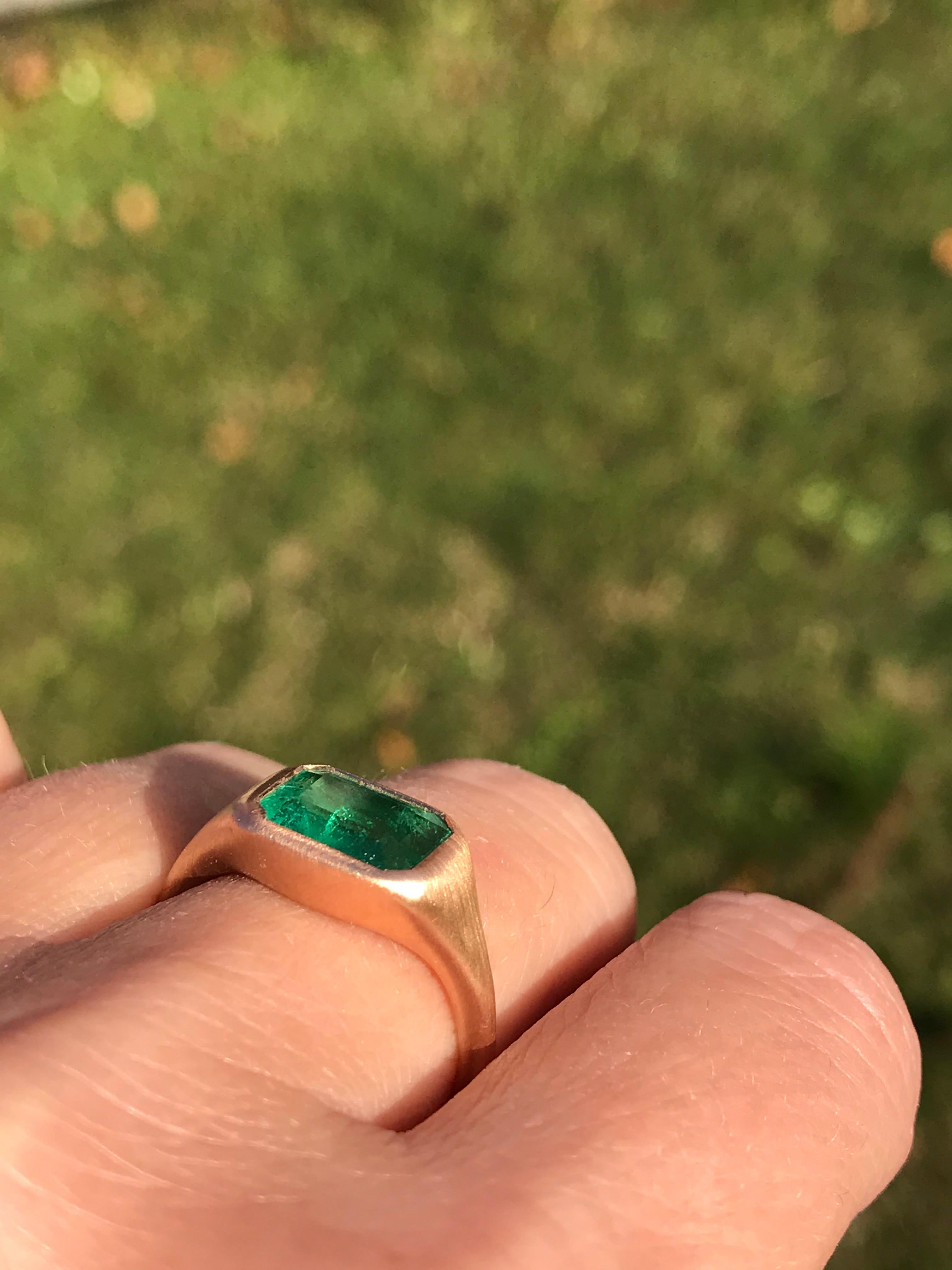 Dalben Design Emerald Rose Gold Ring In New Condition In Como, IT