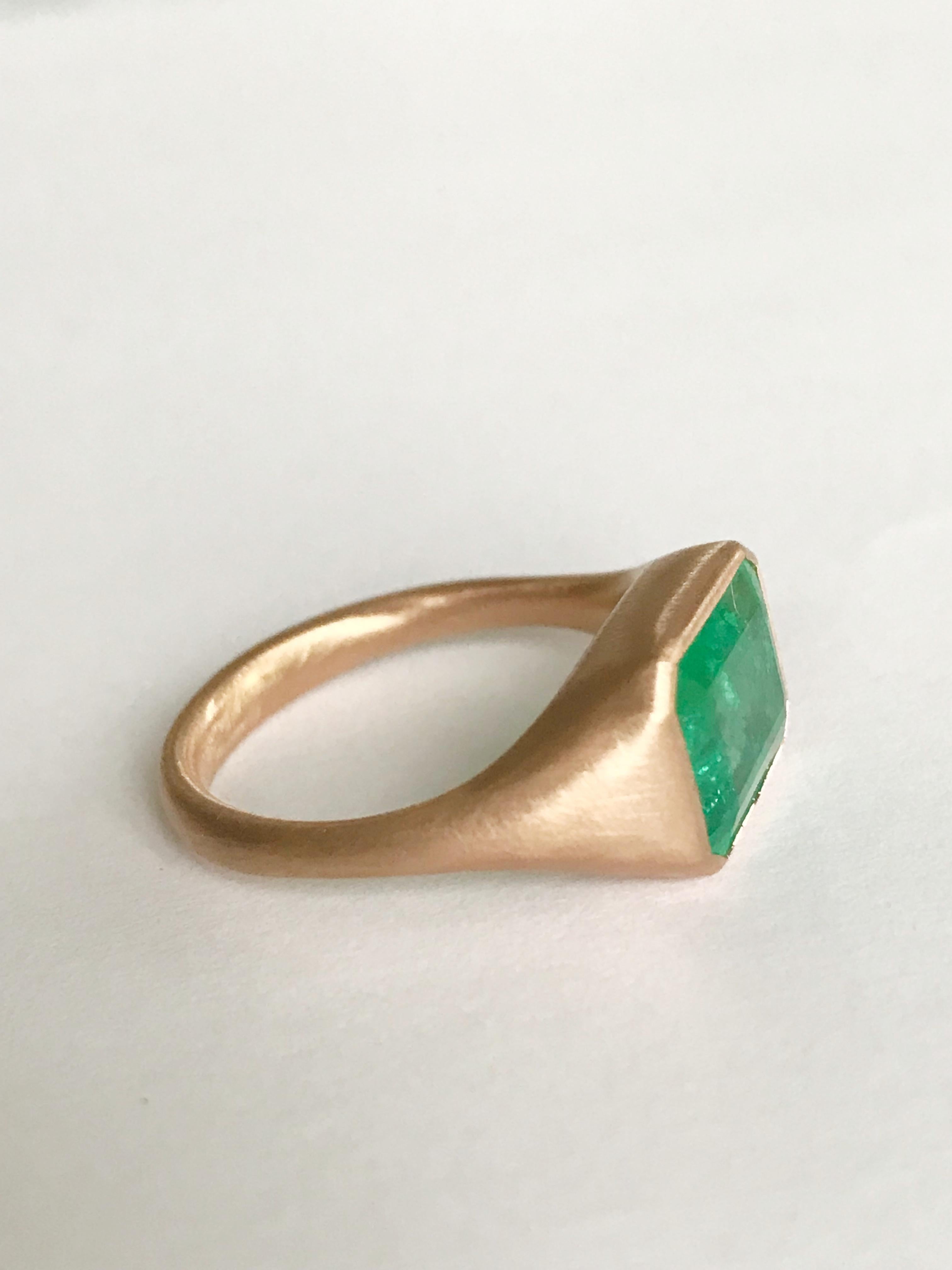 Dalben Design Emerald Rose Gold Ring In New Condition In Como, IT
