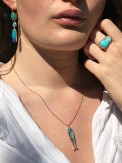 Dalben Design Fish Shape Australian Boulder Opal Gold Necklace