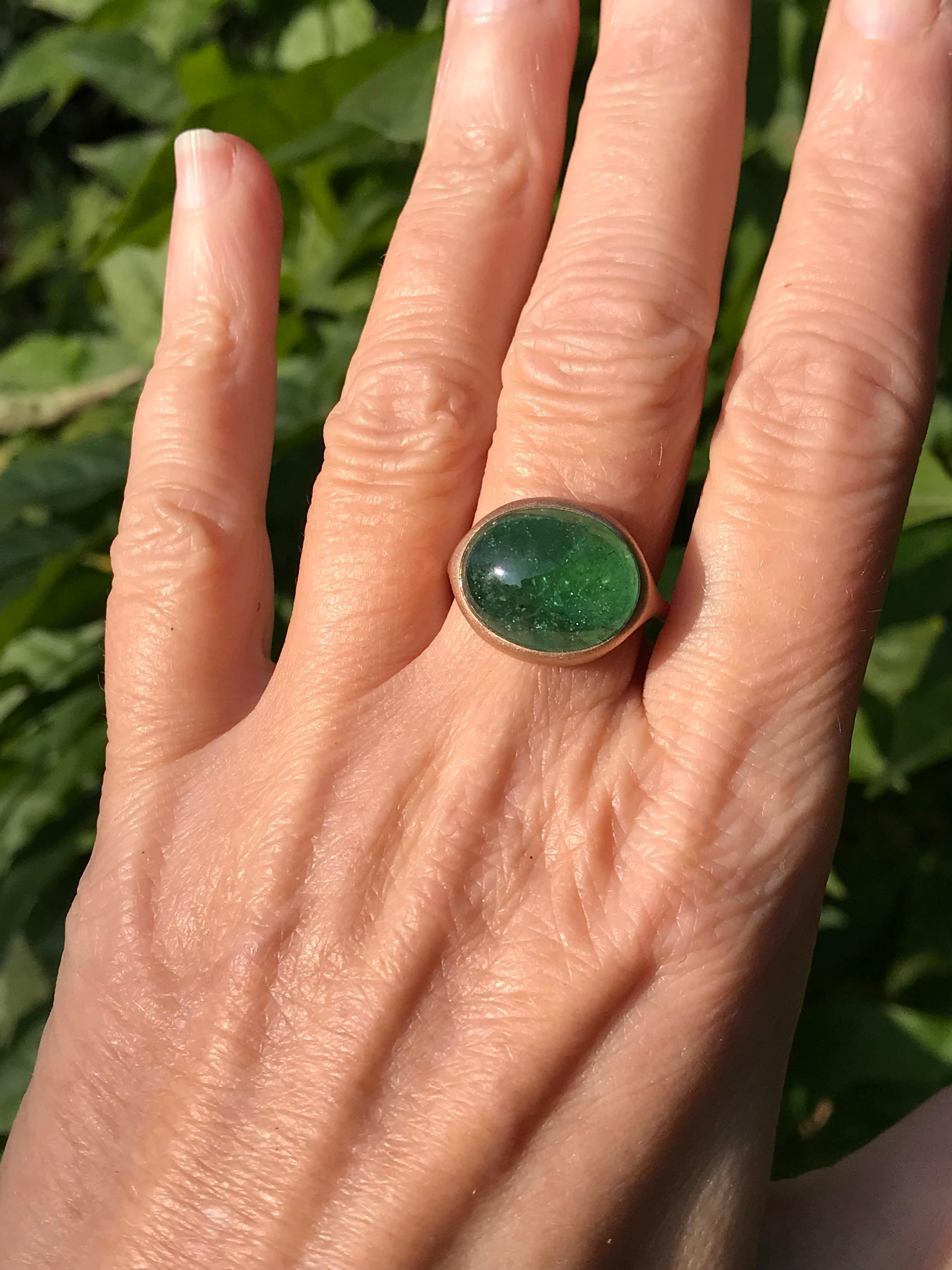 Dalben Design Green Tourmaline Rose Gold Ring For Sale 6