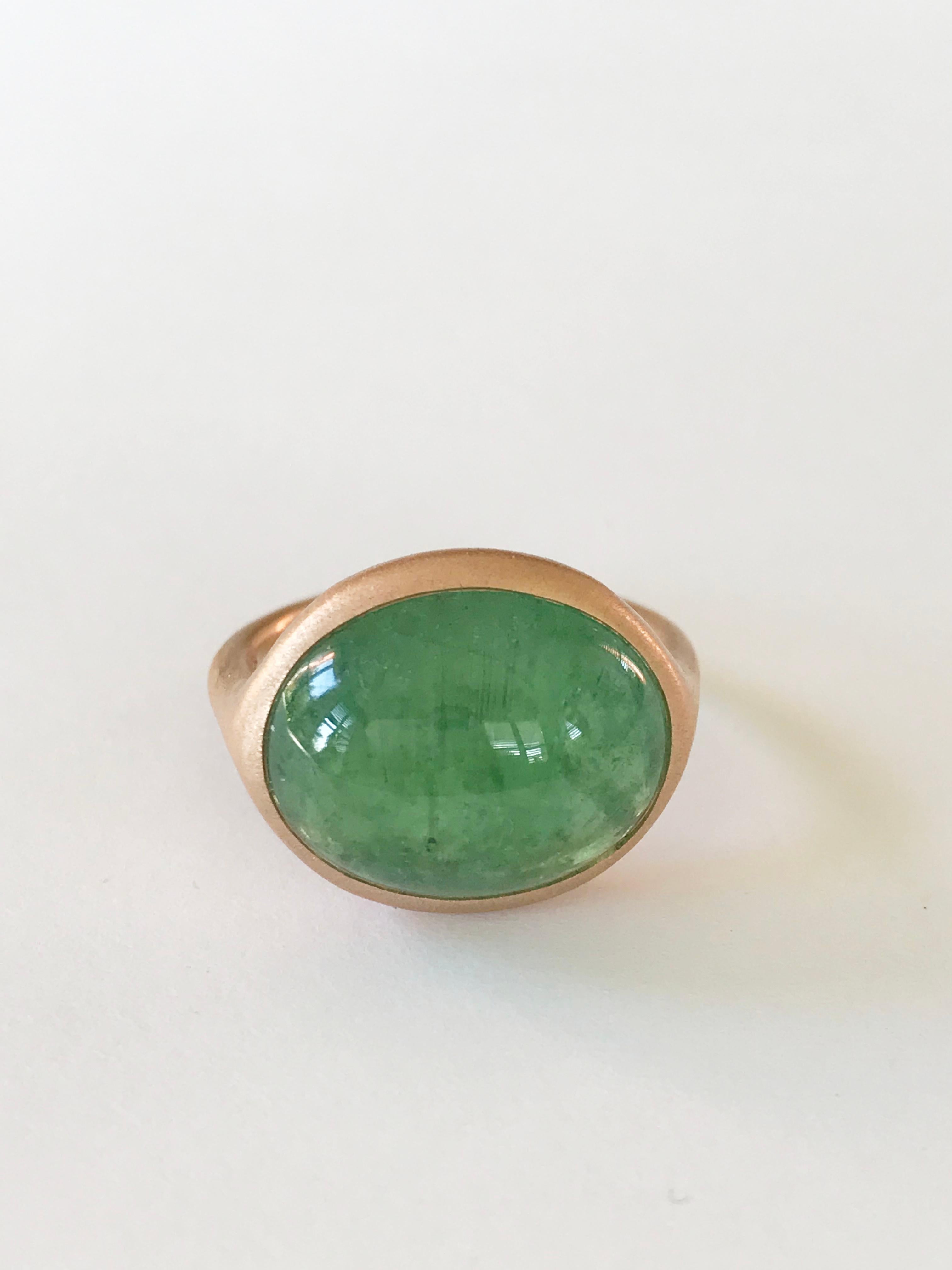 Contemporary Dalben Design Green Tourmaline Rose Gold Ring For Sale